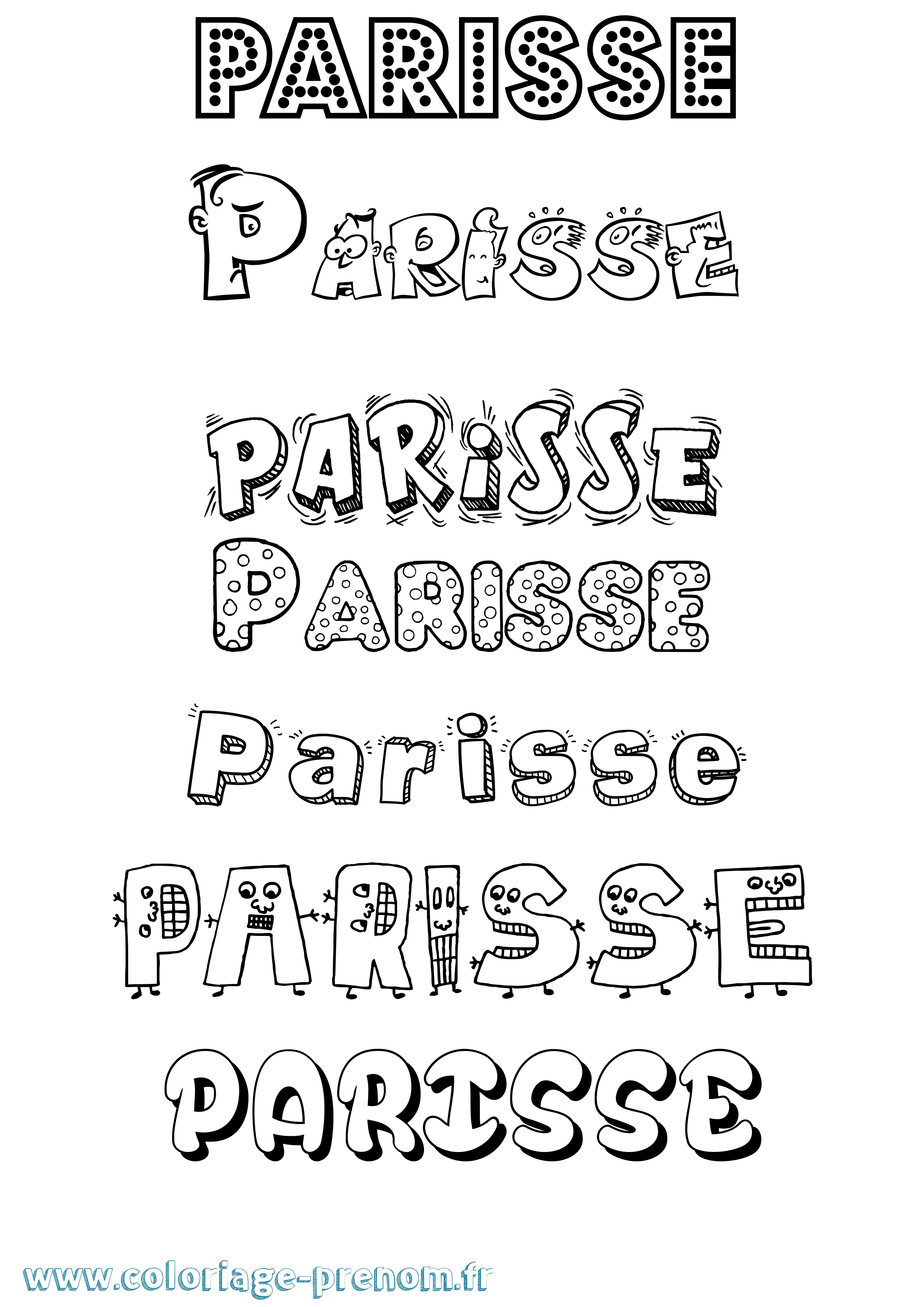 Coloriage Parisse Fun Coloriage prénom Parisse Fun