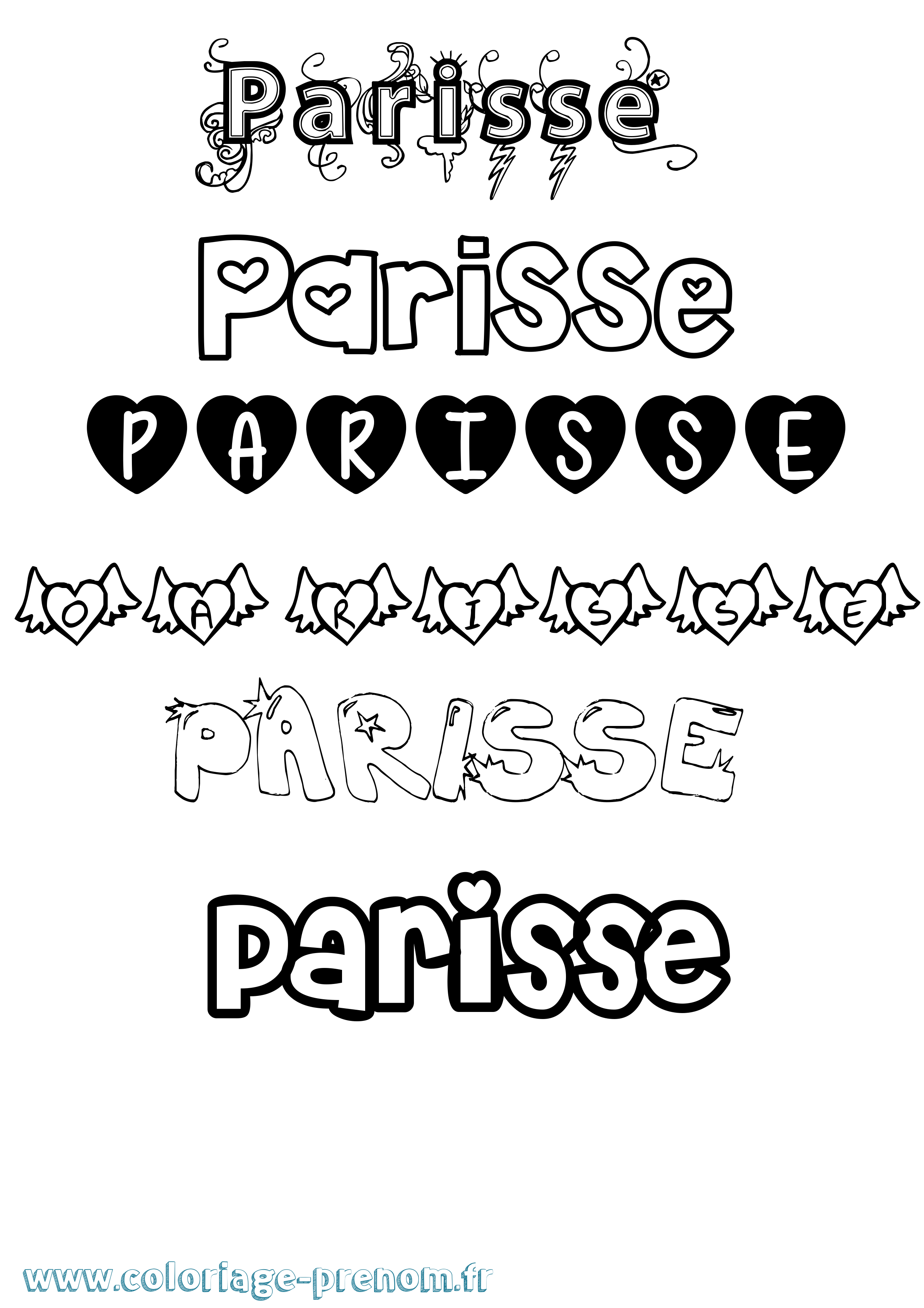 Coloriage Parisse Girly Coloriage prénom Parisse Girly