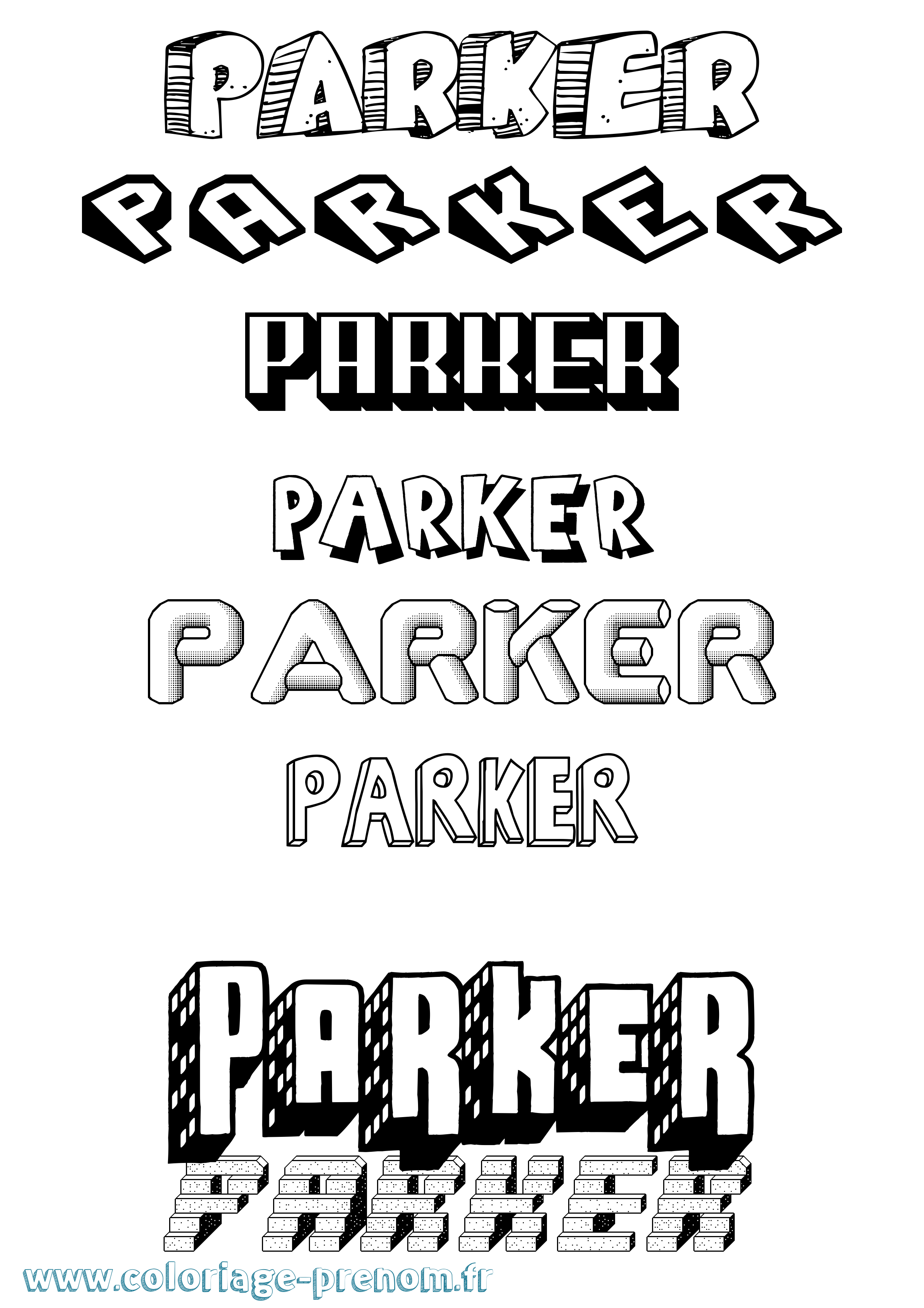 Coloriage Parker Effet 3D Coloriage prénom Parker Effet 3D