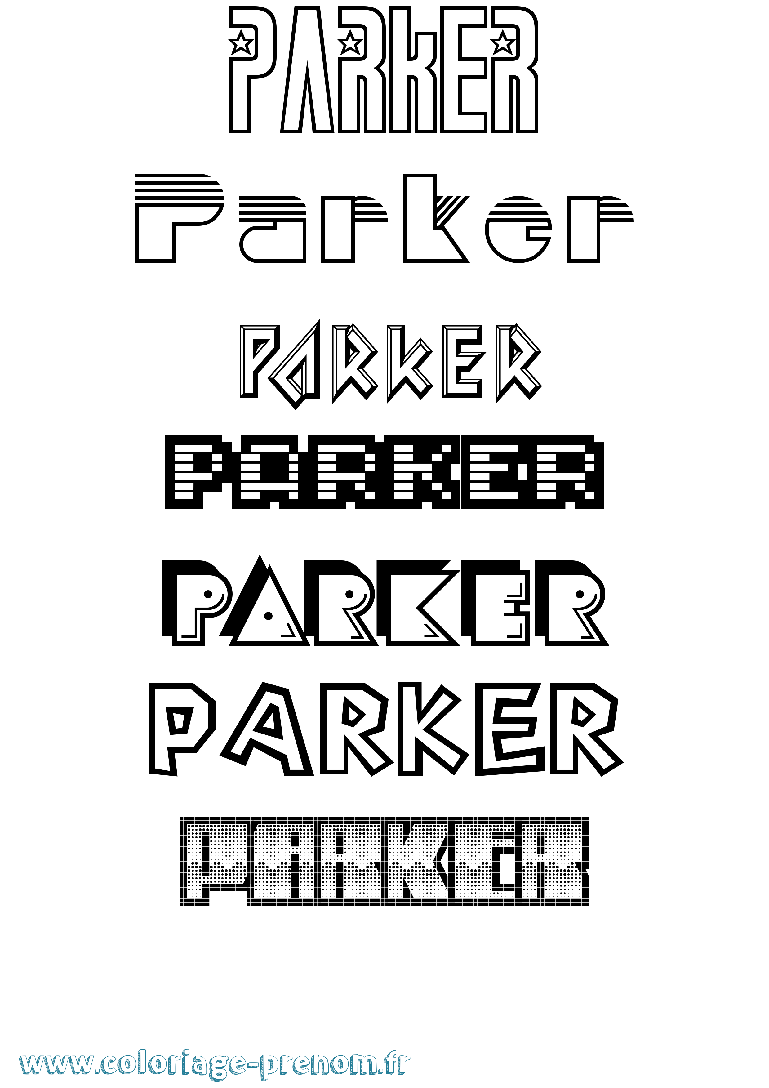 Coloriage Parker Jeux Vidéos Coloriage prénom Parker Jeux Vidéos