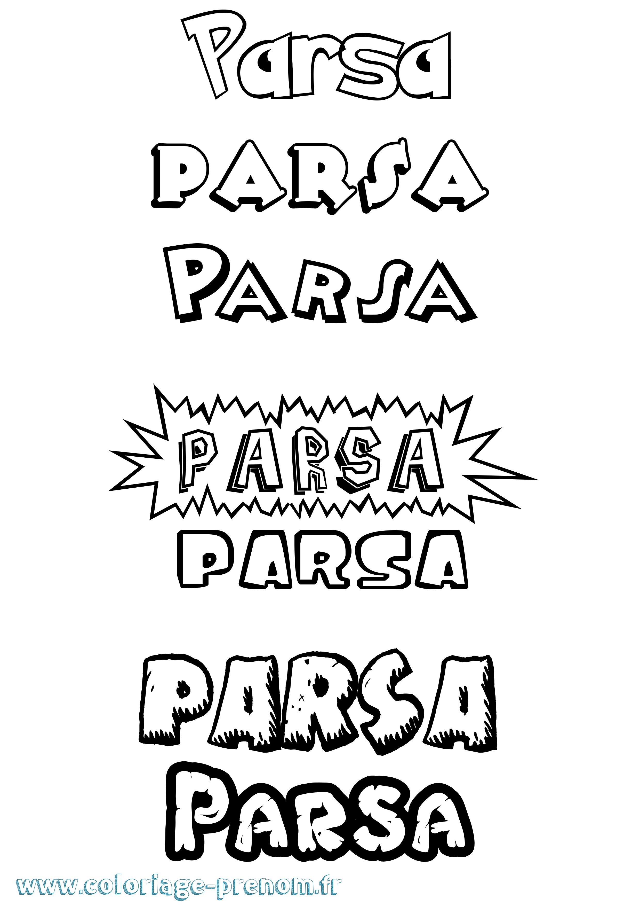 Coloriage Parsa Dessin Animé Coloriage prénom Parsa Dessin Animé