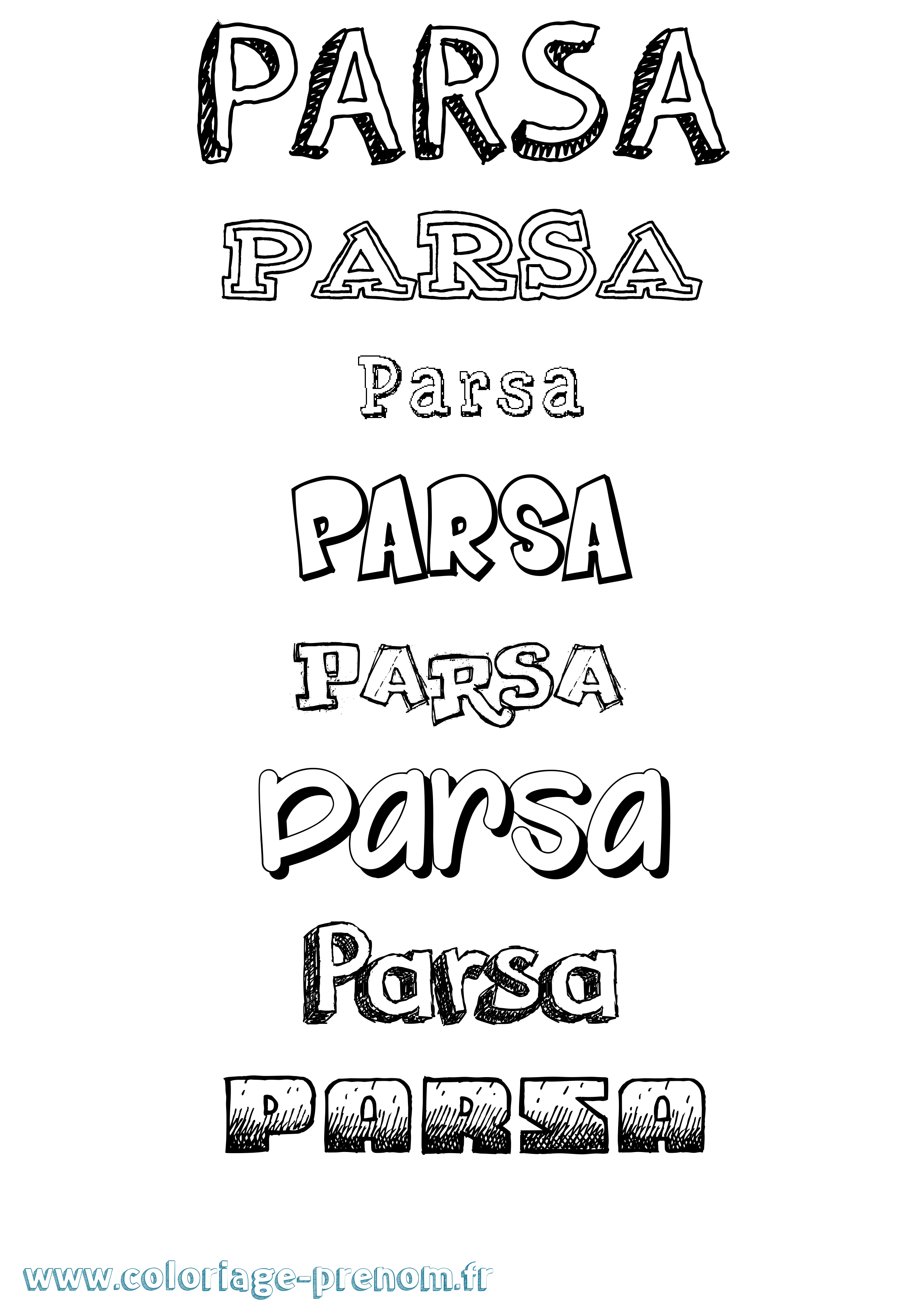 Coloriage Parsa Dessiné Coloriage prénom Parsa Dessiné
