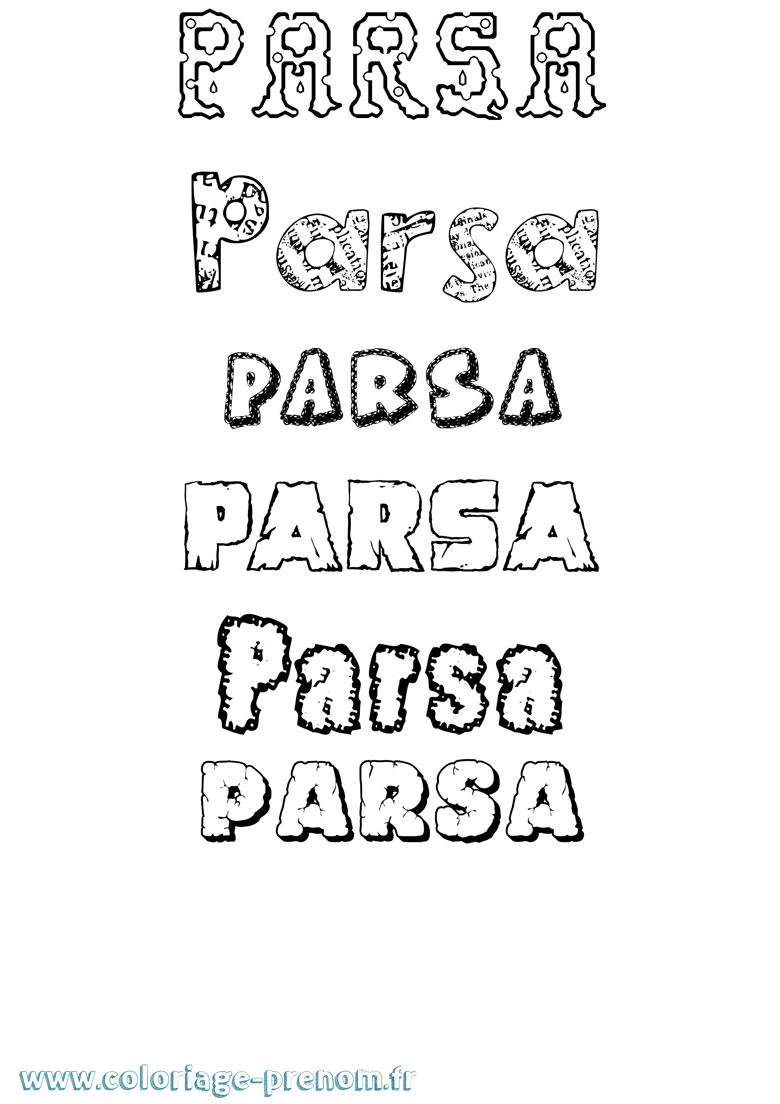 Coloriage Parsa Destructuré Coloriage prénom Parsa Destructuré