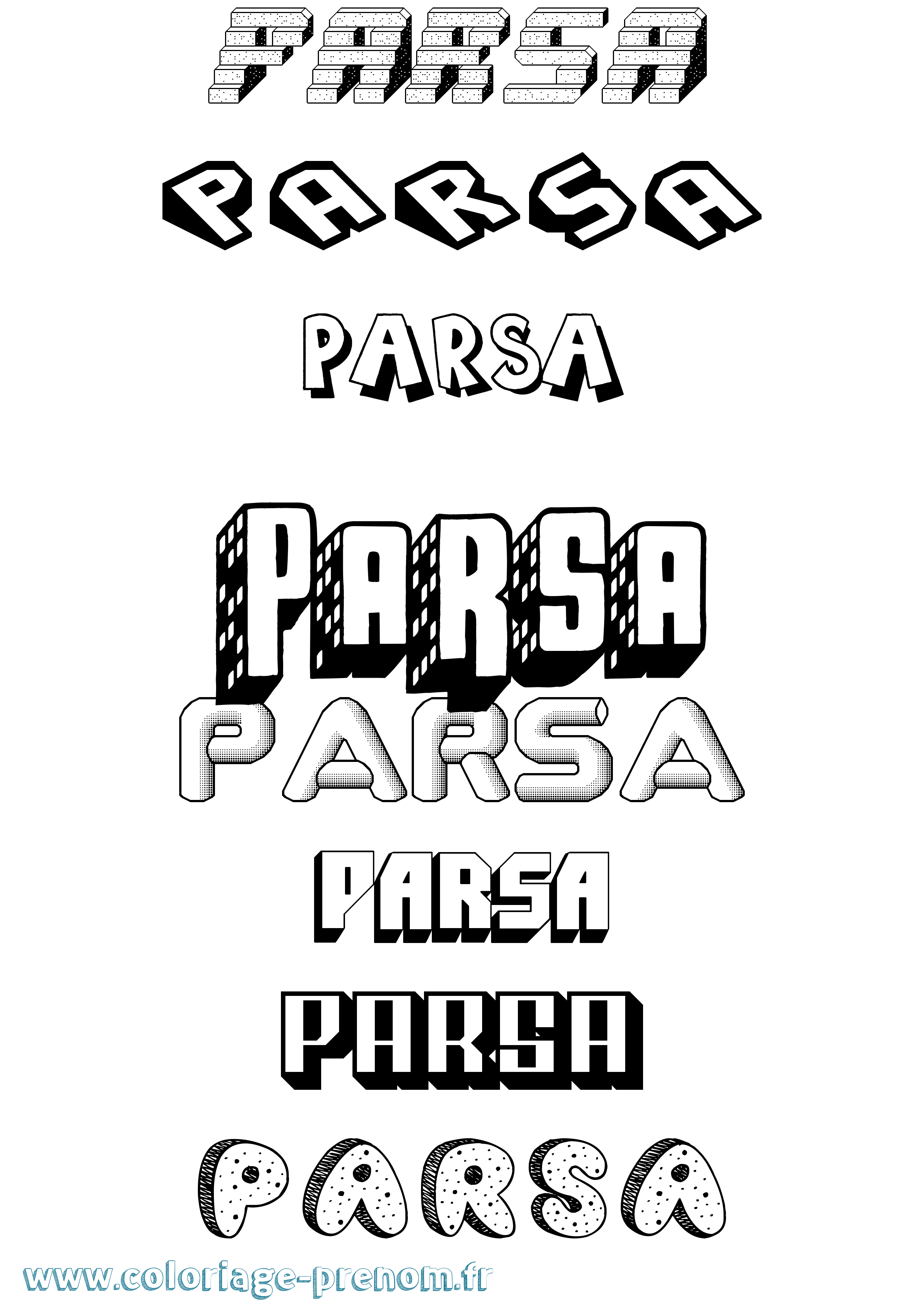 Coloriage Parsa Effet 3D Coloriage prénom Parsa Effet 3D