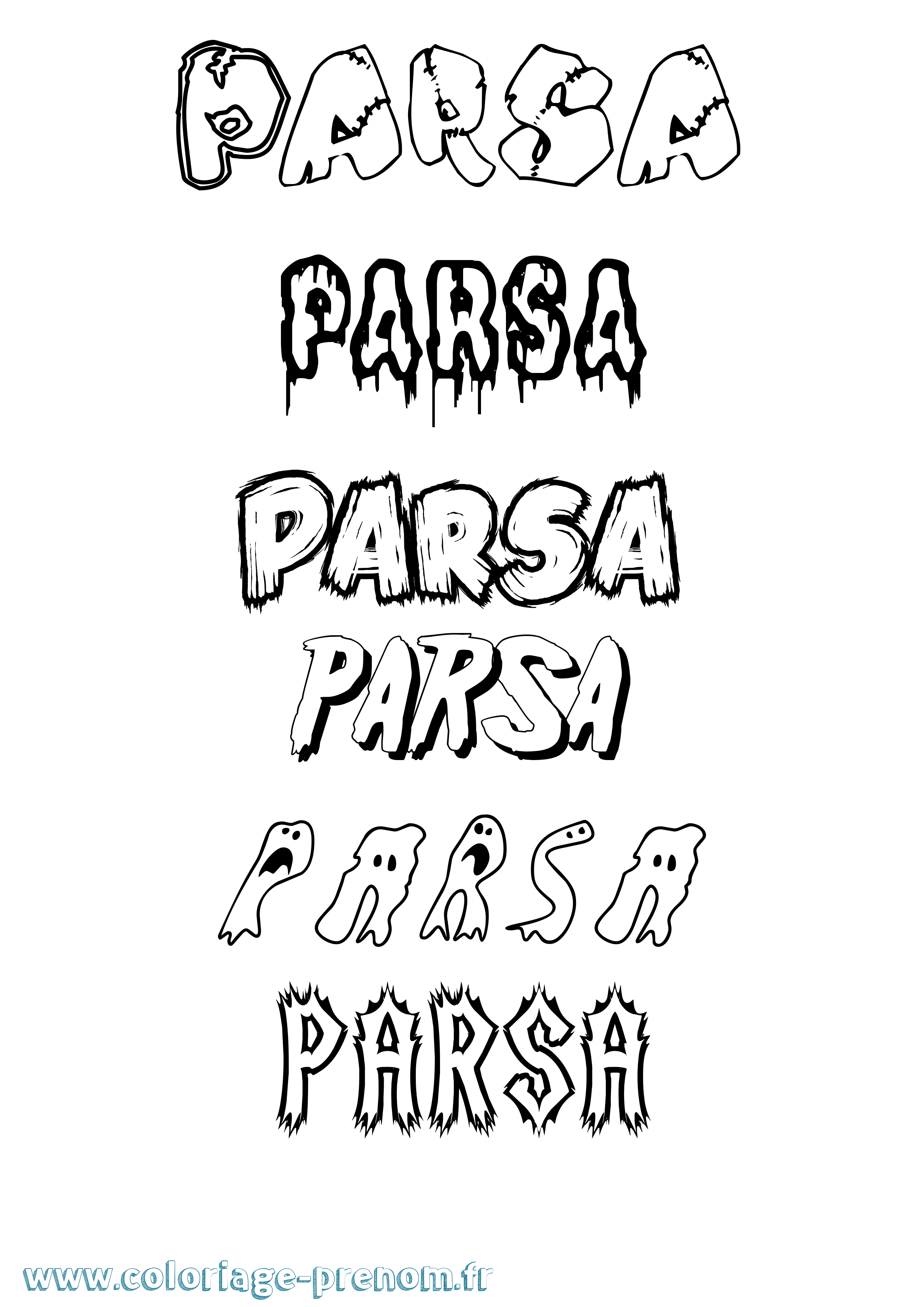 Coloriage Parsa Frisson Coloriage prénom Parsa Frisson