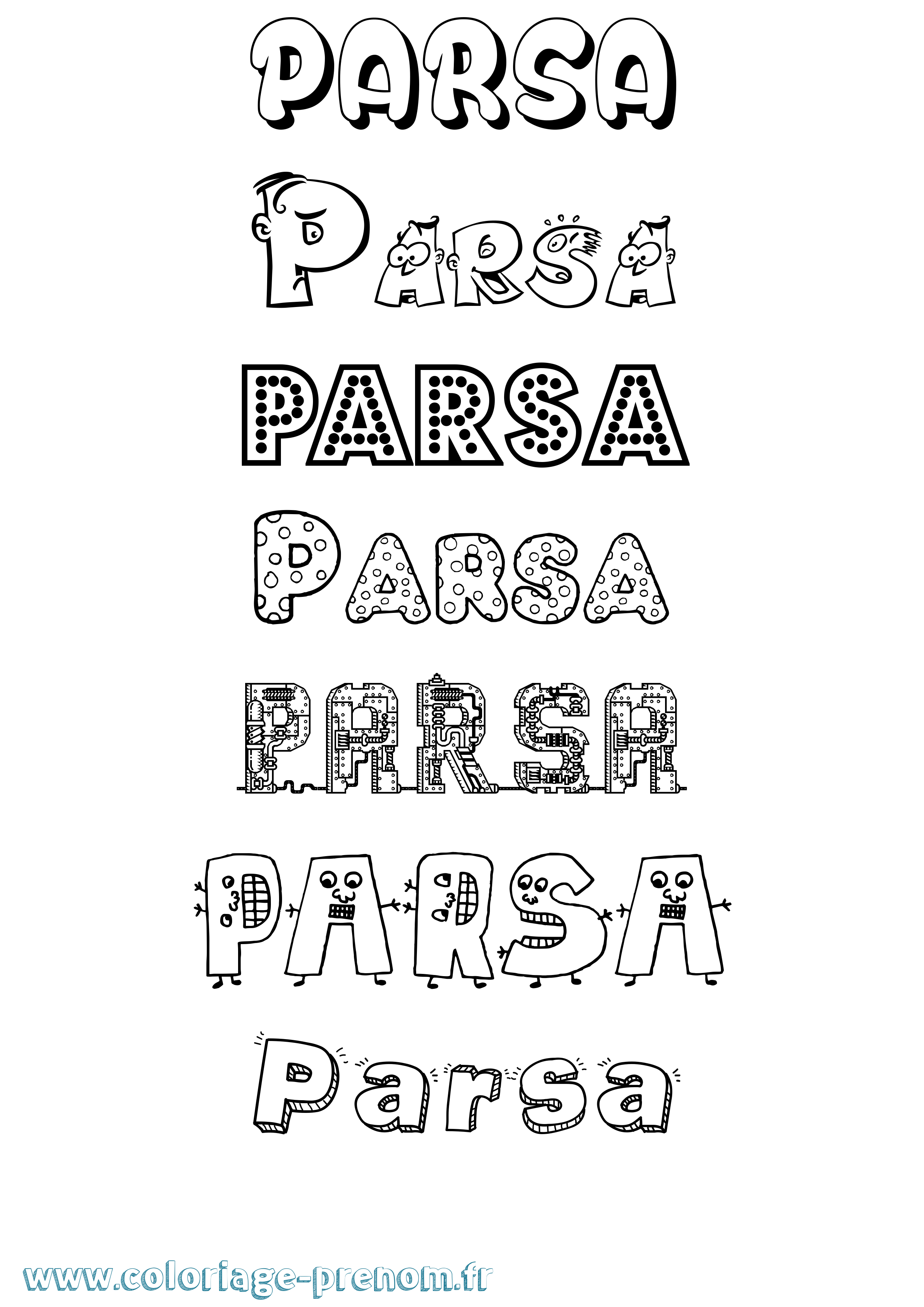 Coloriage Parsa Fun Coloriage prénom Parsa Fun