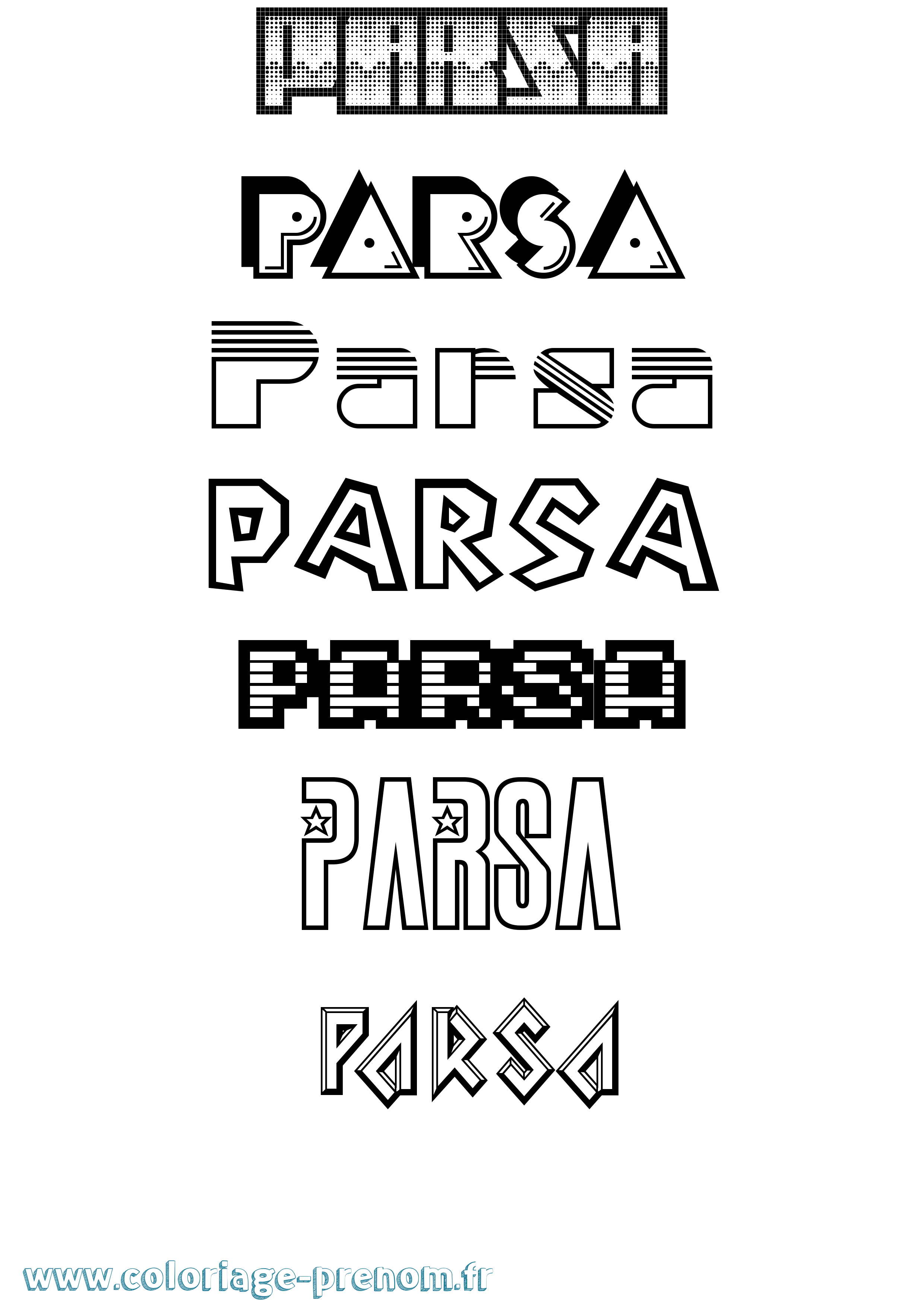 Coloriage Parsa Jeux Vidéos Coloriage prénom Parsa Jeux Vidéos