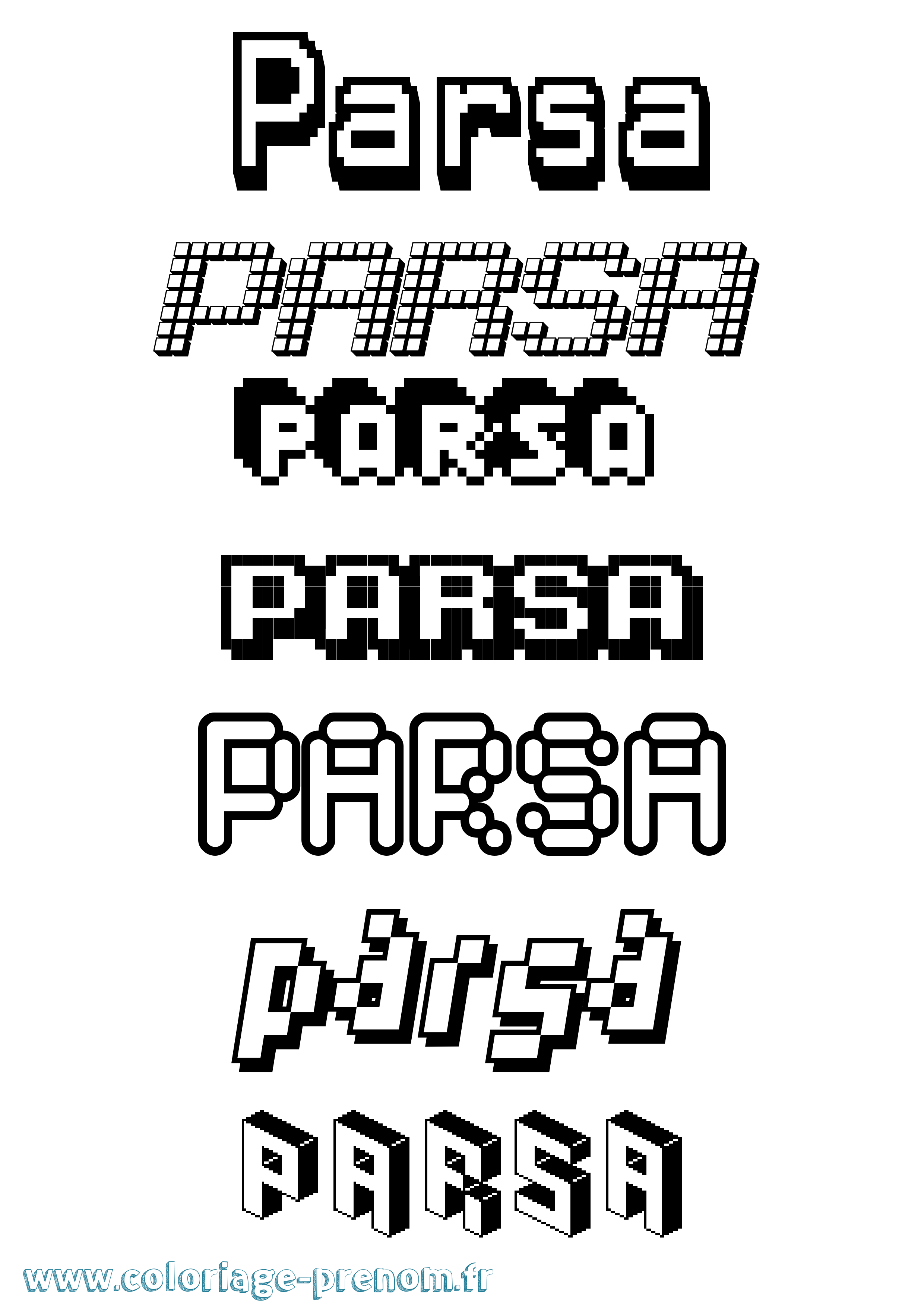 Coloriage Parsa Pixel Coloriage prénom Parsa Pixel