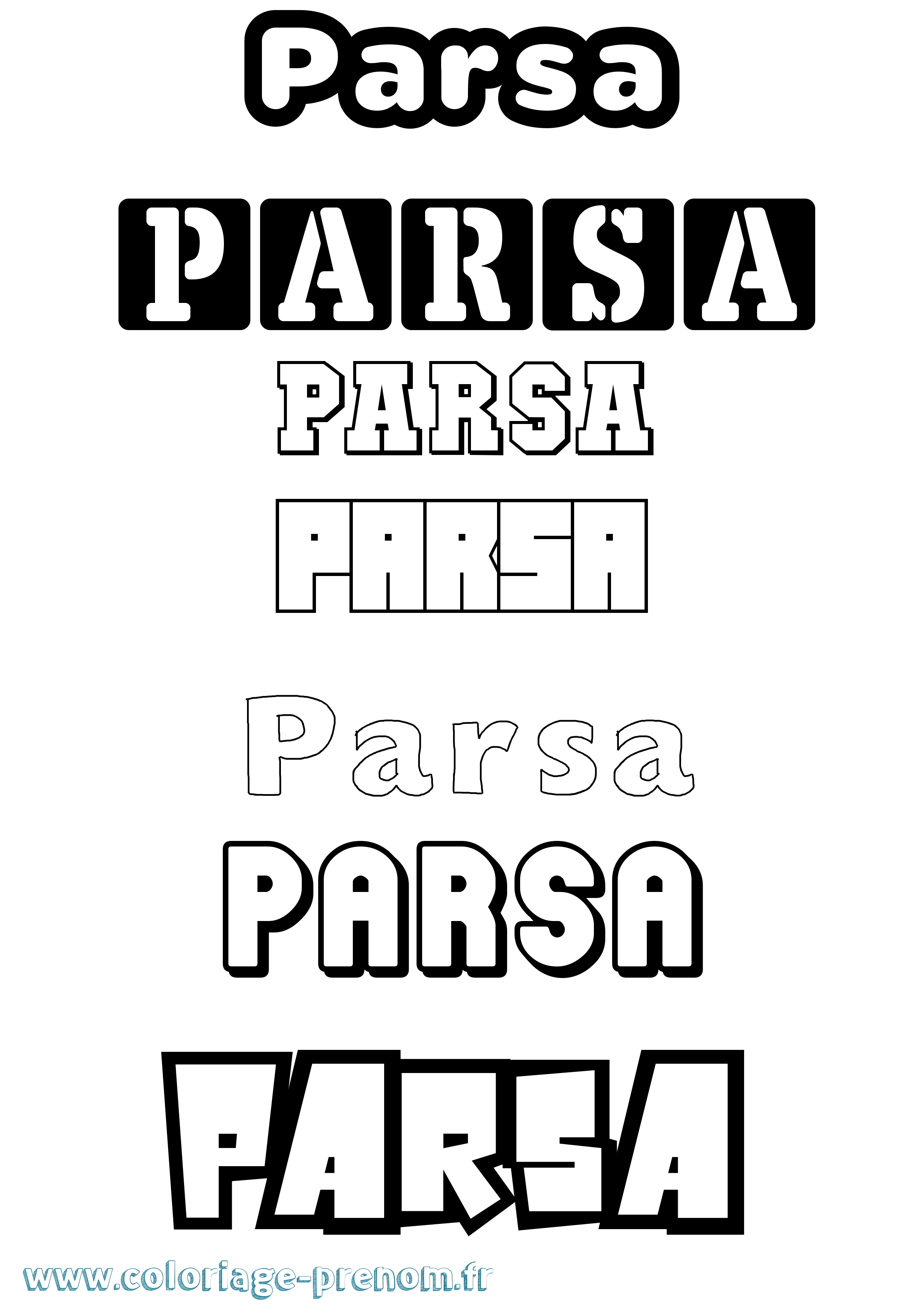 Coloriage Parsa Simple Coloriage prénom Parsa Simple