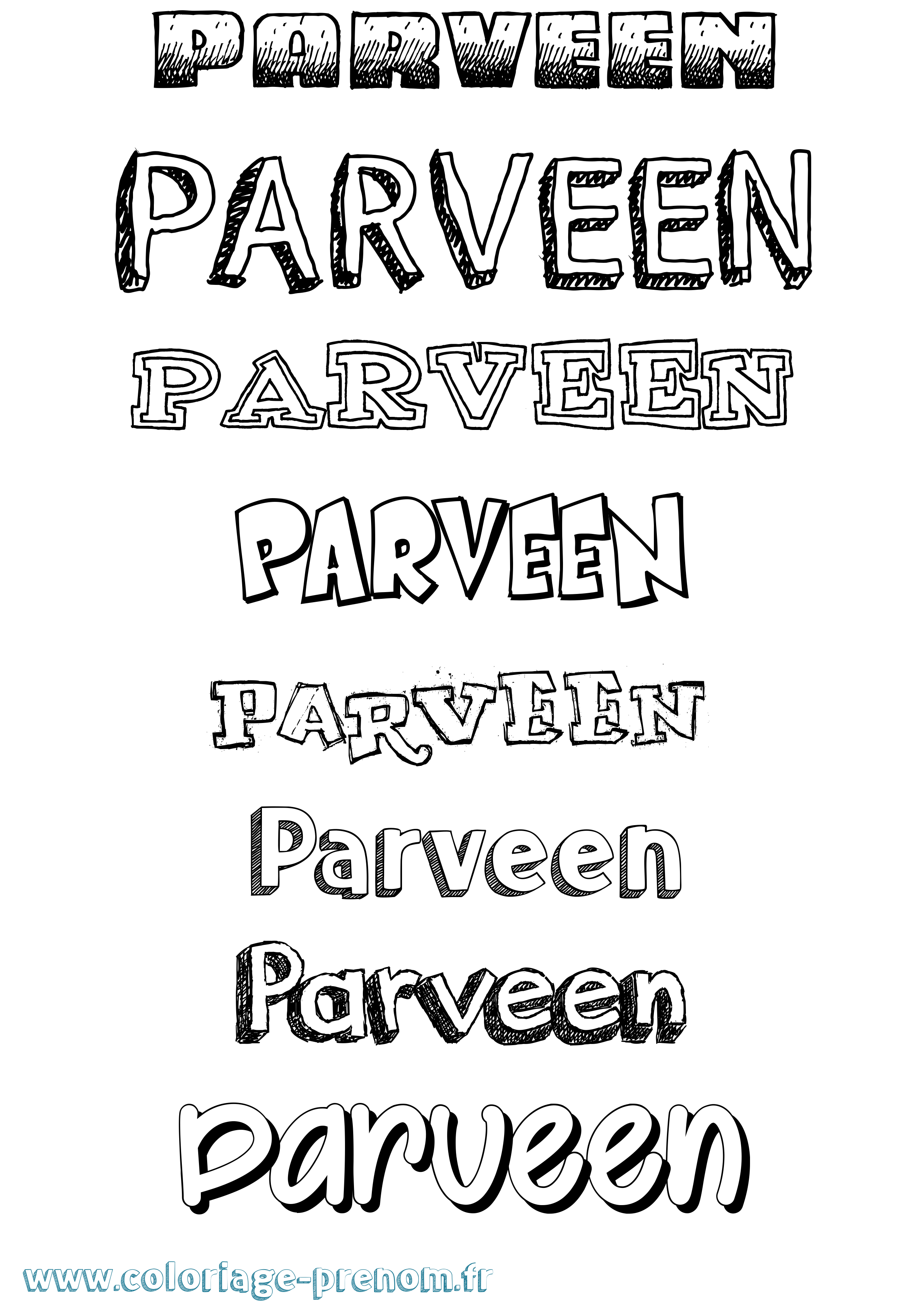 Coloriage Parveen Dessiné Coloriage prénom Parveen Dessiné