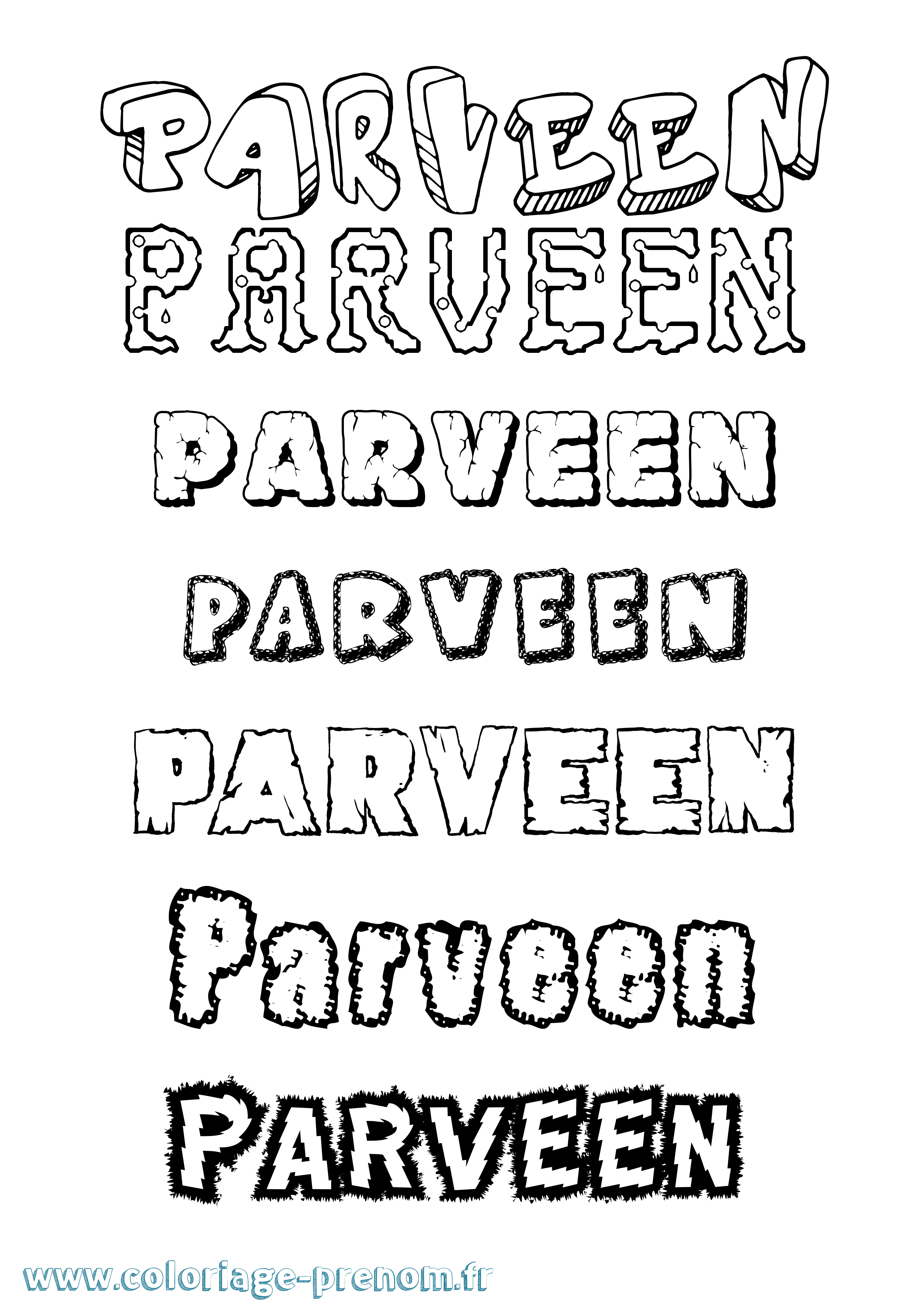 Coloriage Parveen Destructuré Coloriage prénom Parveen Destructuré