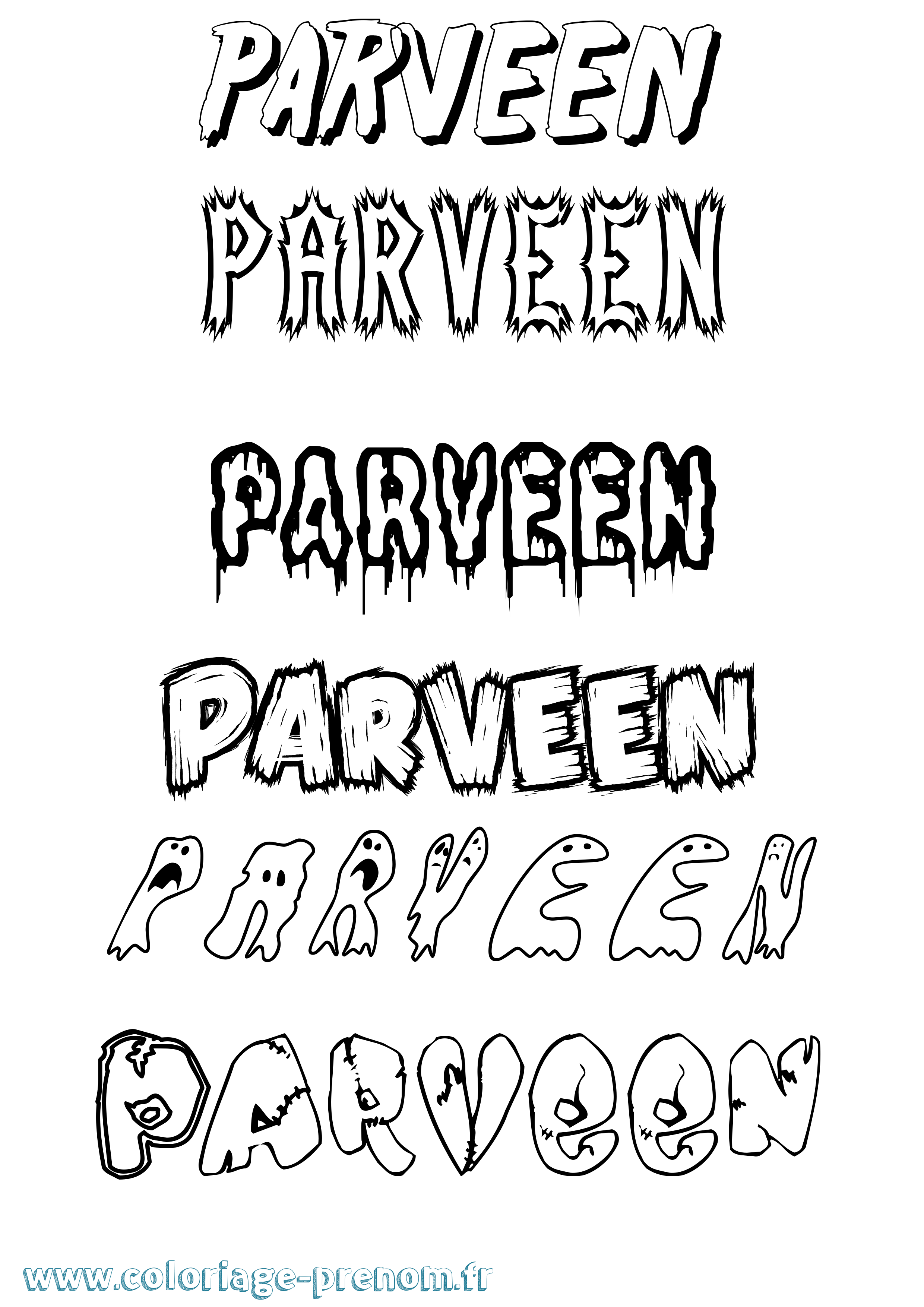 Coloriage Parveen Frisson Coloriage prénom Parveen Frisson