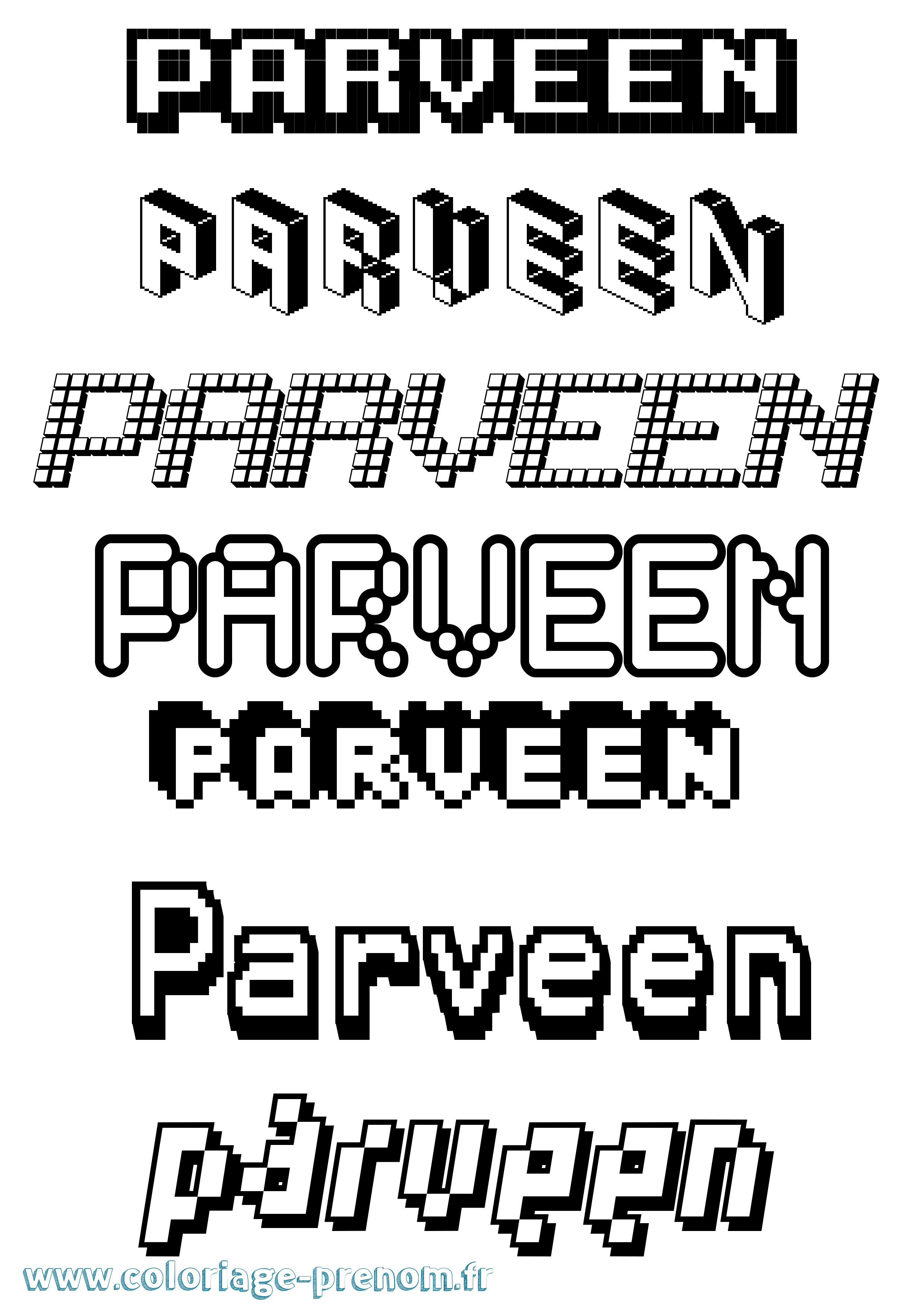 Coloriage Parveen Pixel Coloriage prénom Parveen Pixel