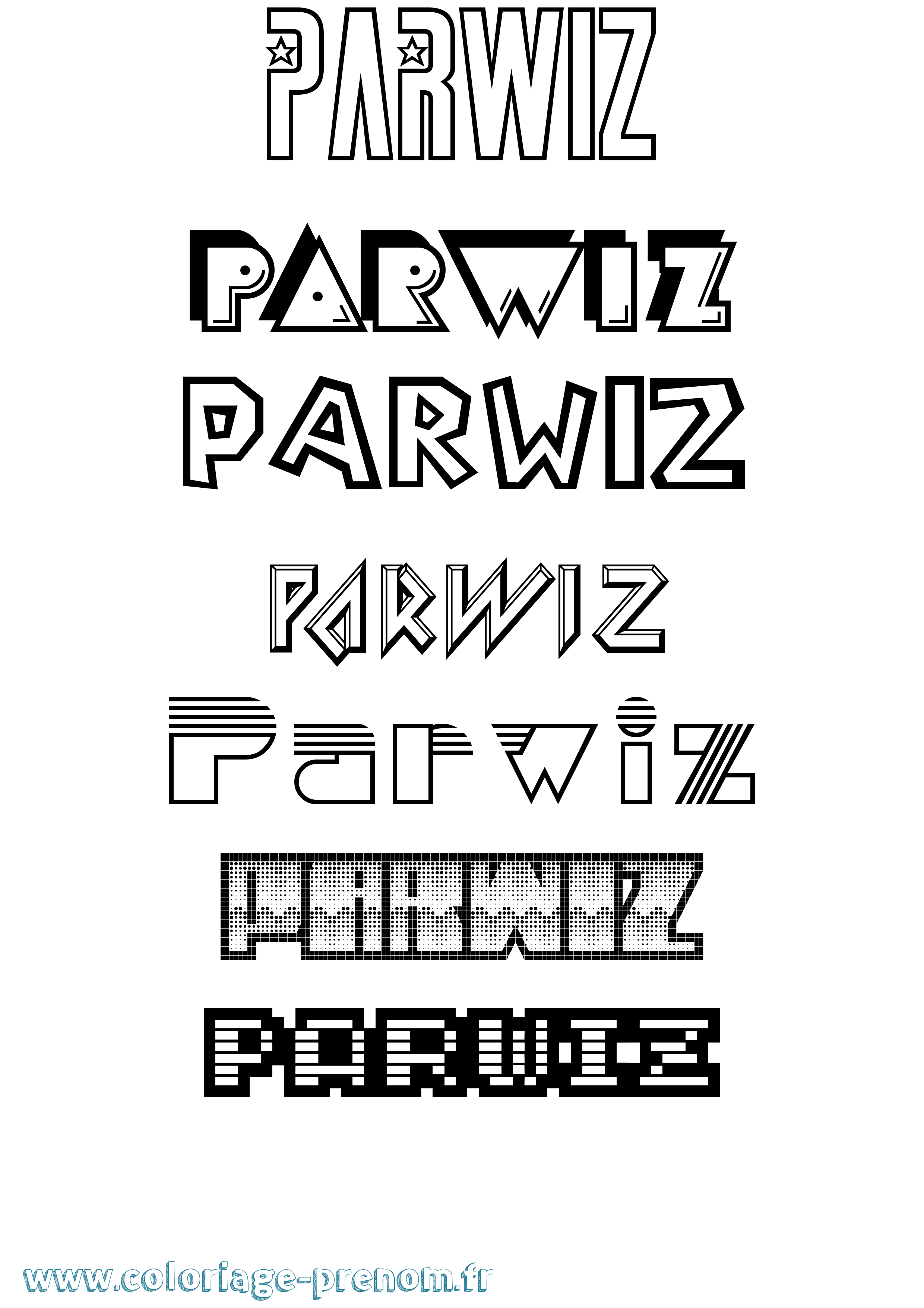 Coloriage Parwiz Jeux Vidéos Coloriage prénom Parwiz Jeux Vidéos
