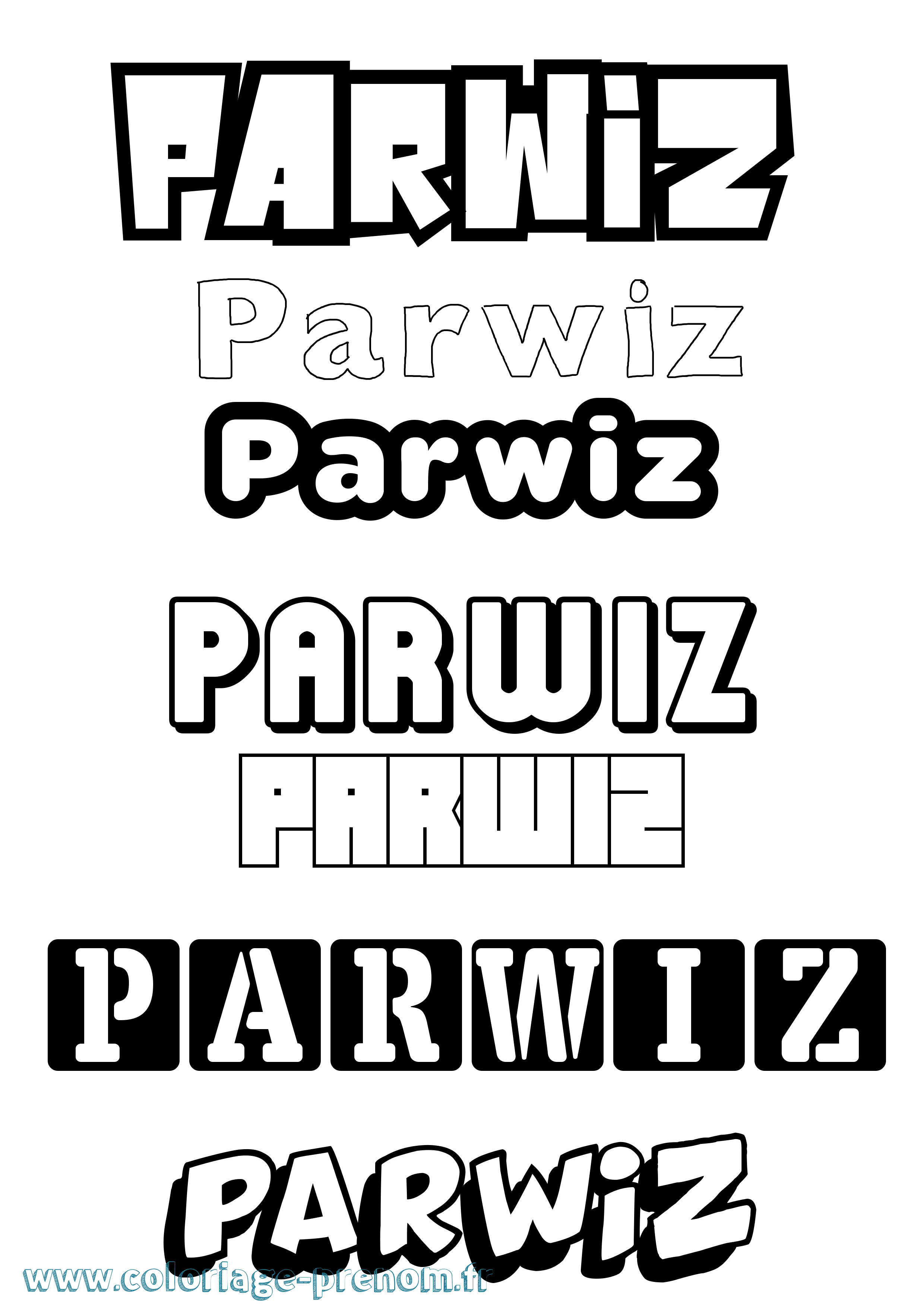 Coloriage Parwiz Simple Coloriage prénom Parwiz Simple