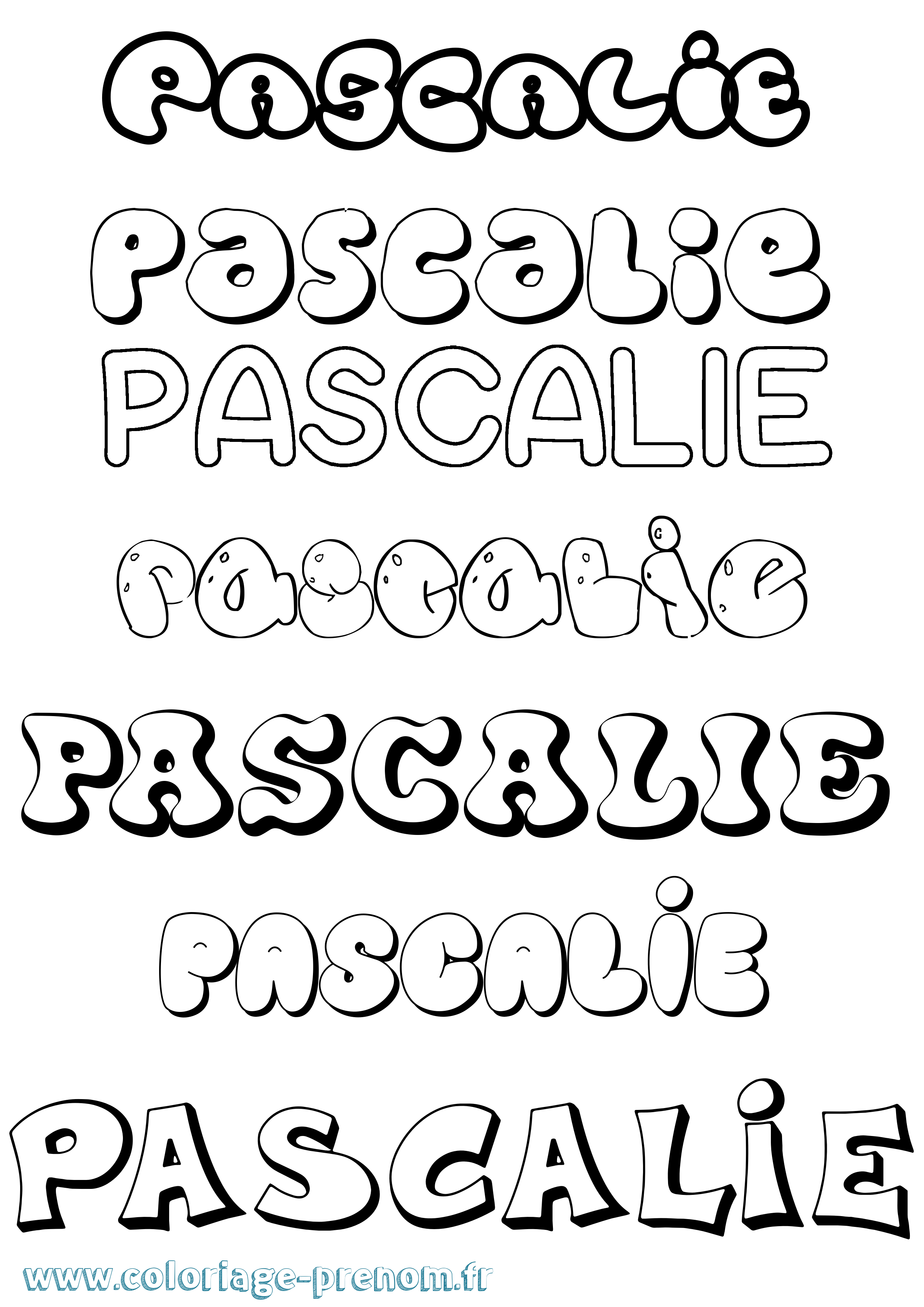 Coloriage Pascalie Bubble Coloriage prénom Pascalie Bubble