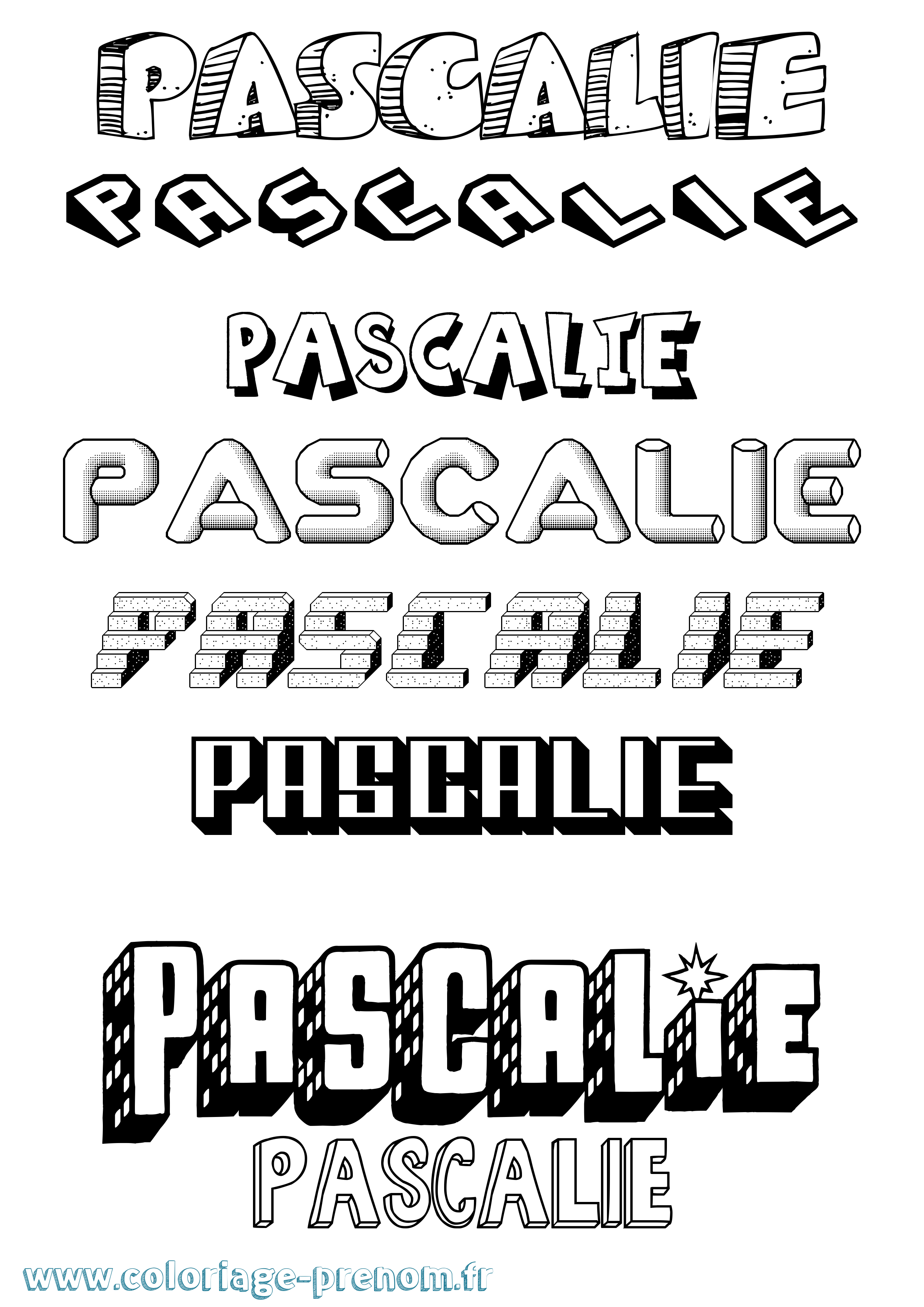 Coloriage Pascalie Effet 3D Coloriage prénom Pascalie Effet 3D