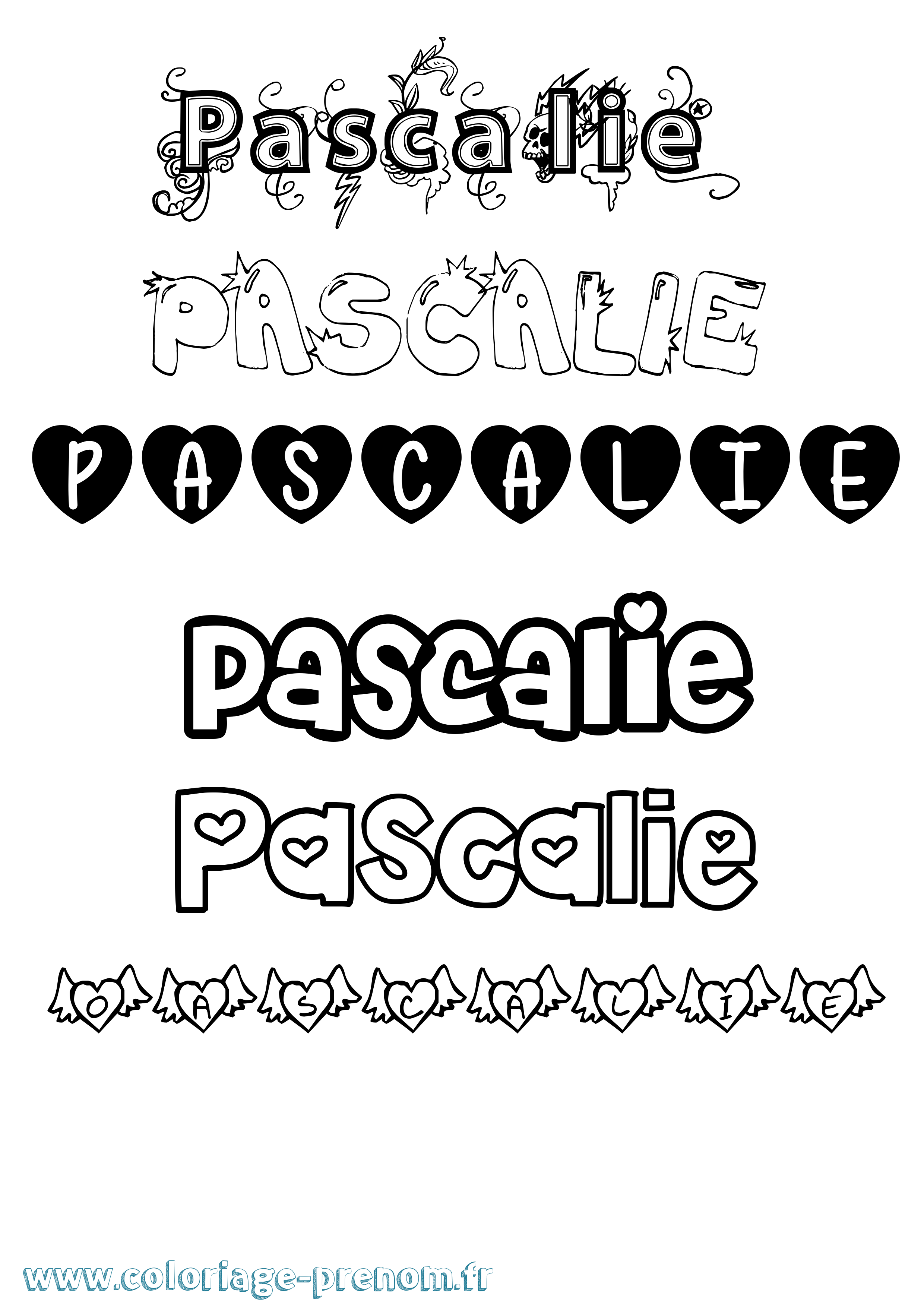 Coloriage Pascalie Girly Coloriage prénom Pascalie Girly
