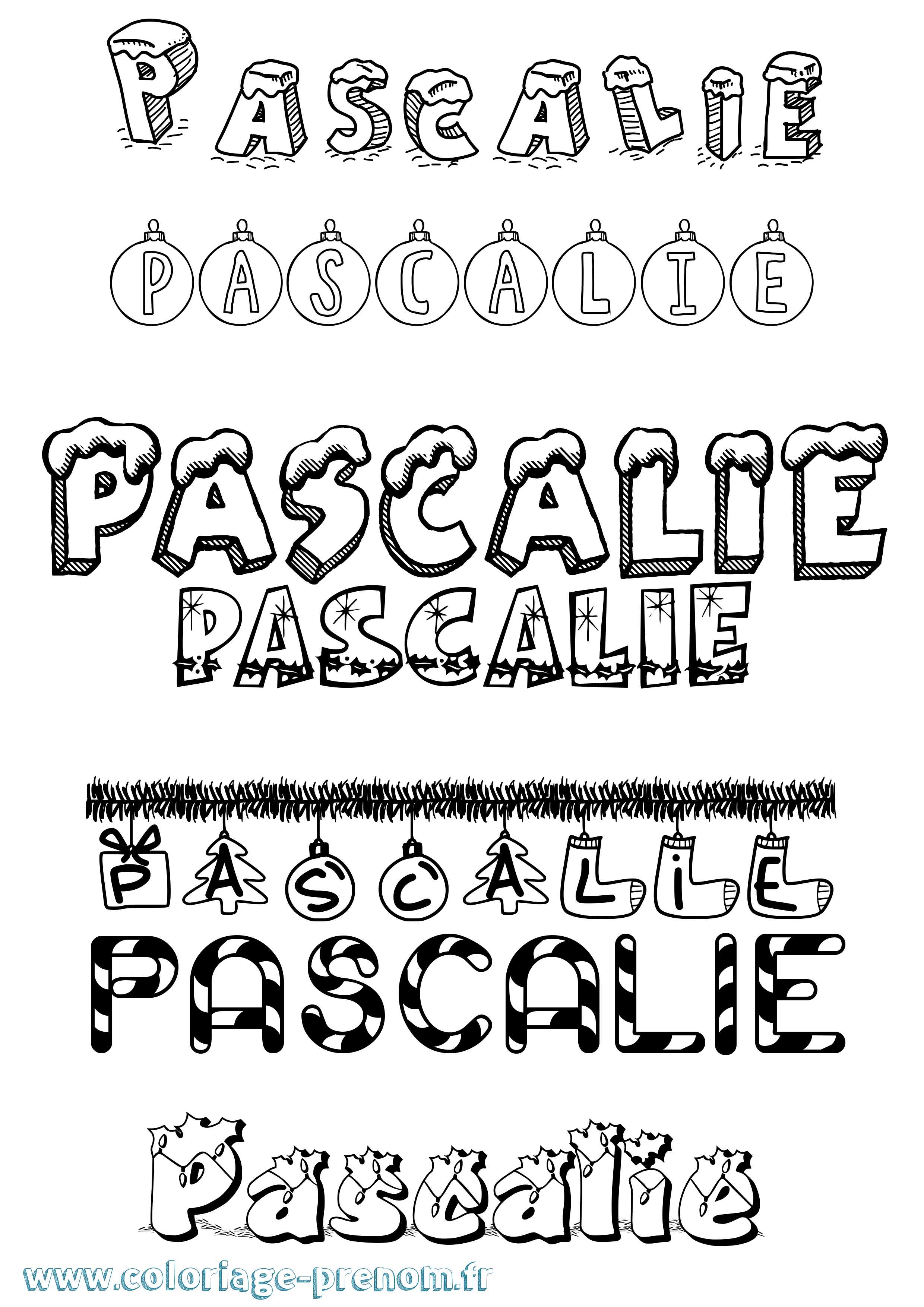 Coloriage Pascalie Noël Coloriage prénom Pascalie Noël