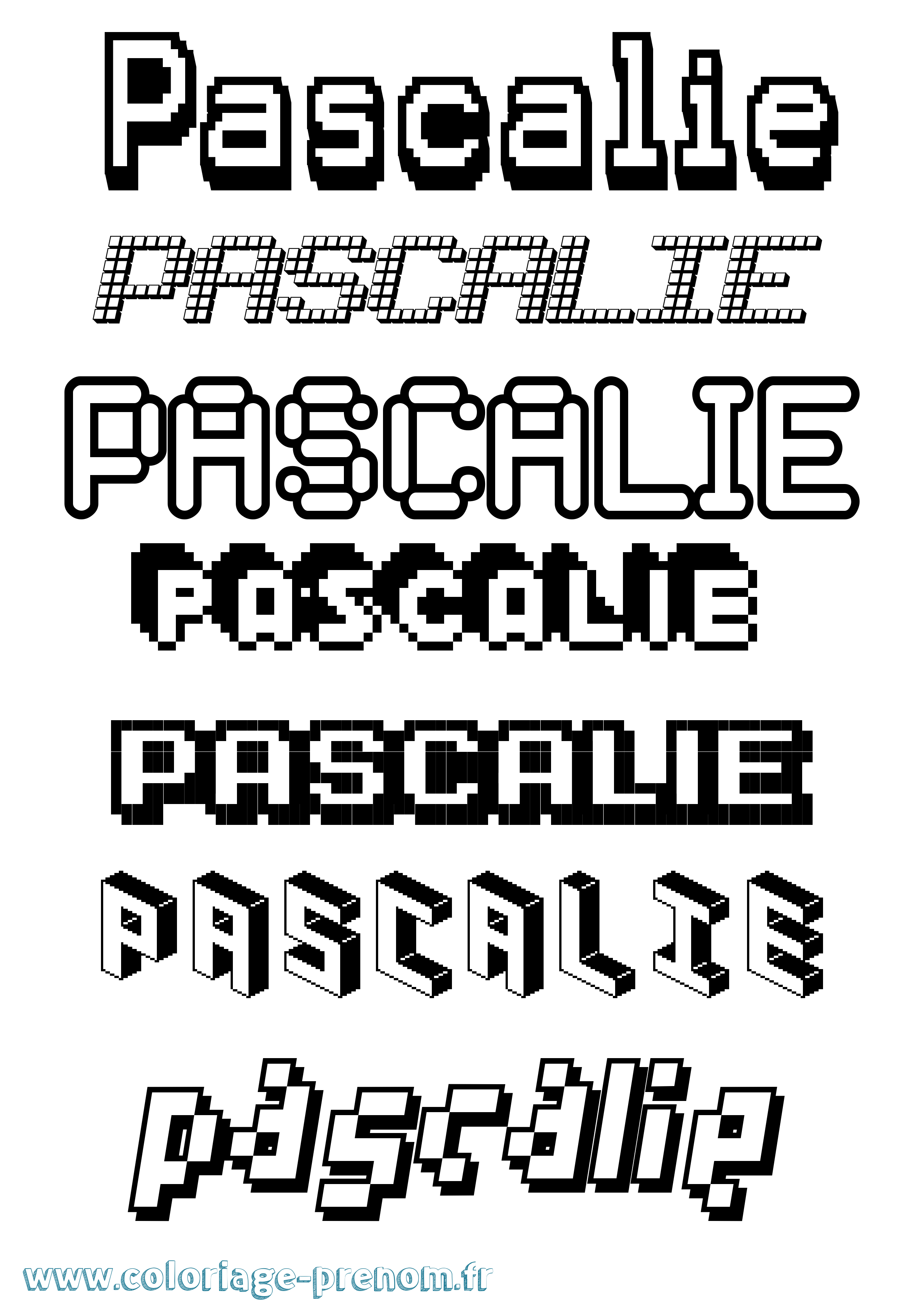 Coloriage Pascalie Pixel Coloriage prénom Pascalie Pixel