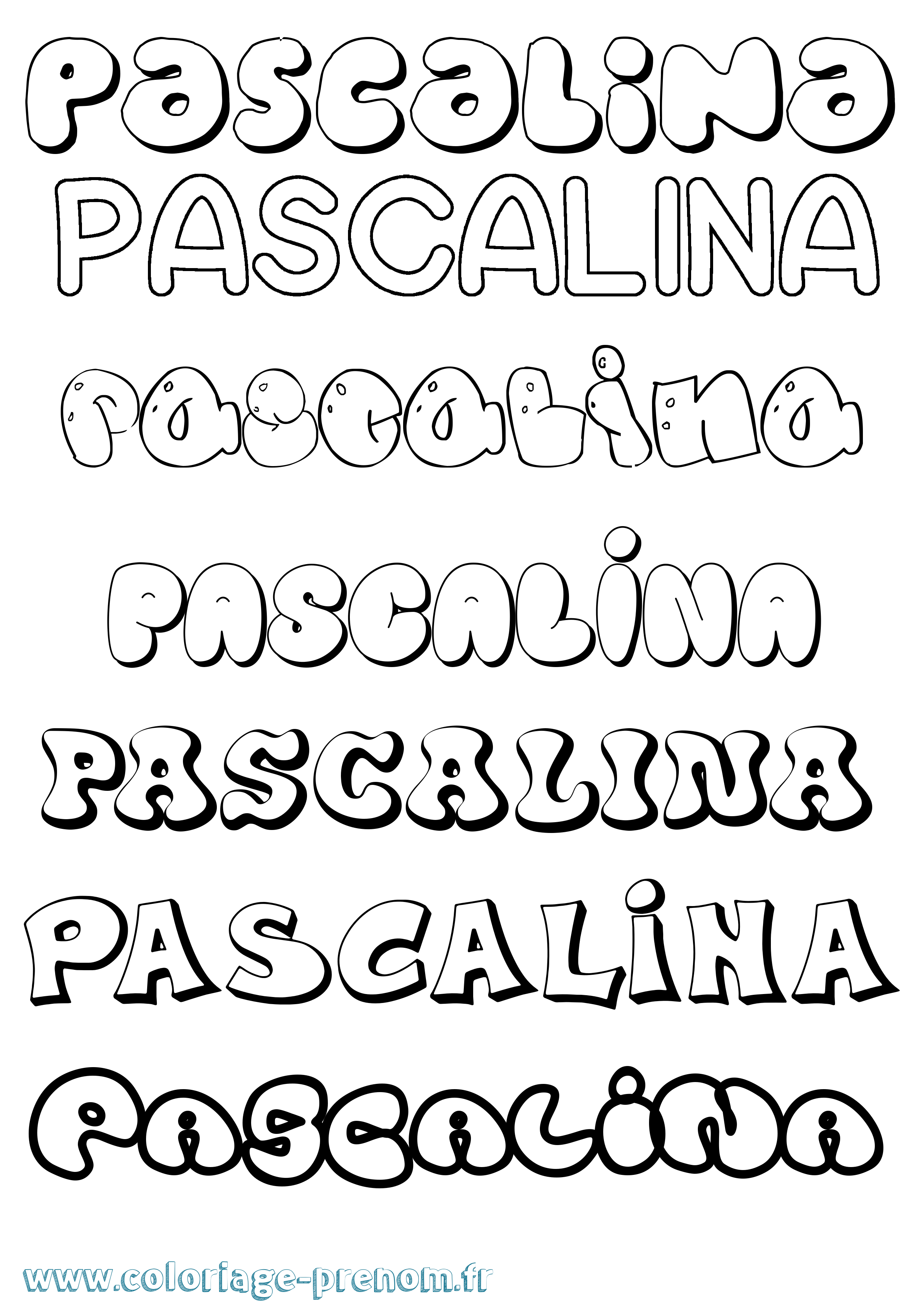 Coloriage Pascalina Bubble Coloriage prénom Pascalina Bubble