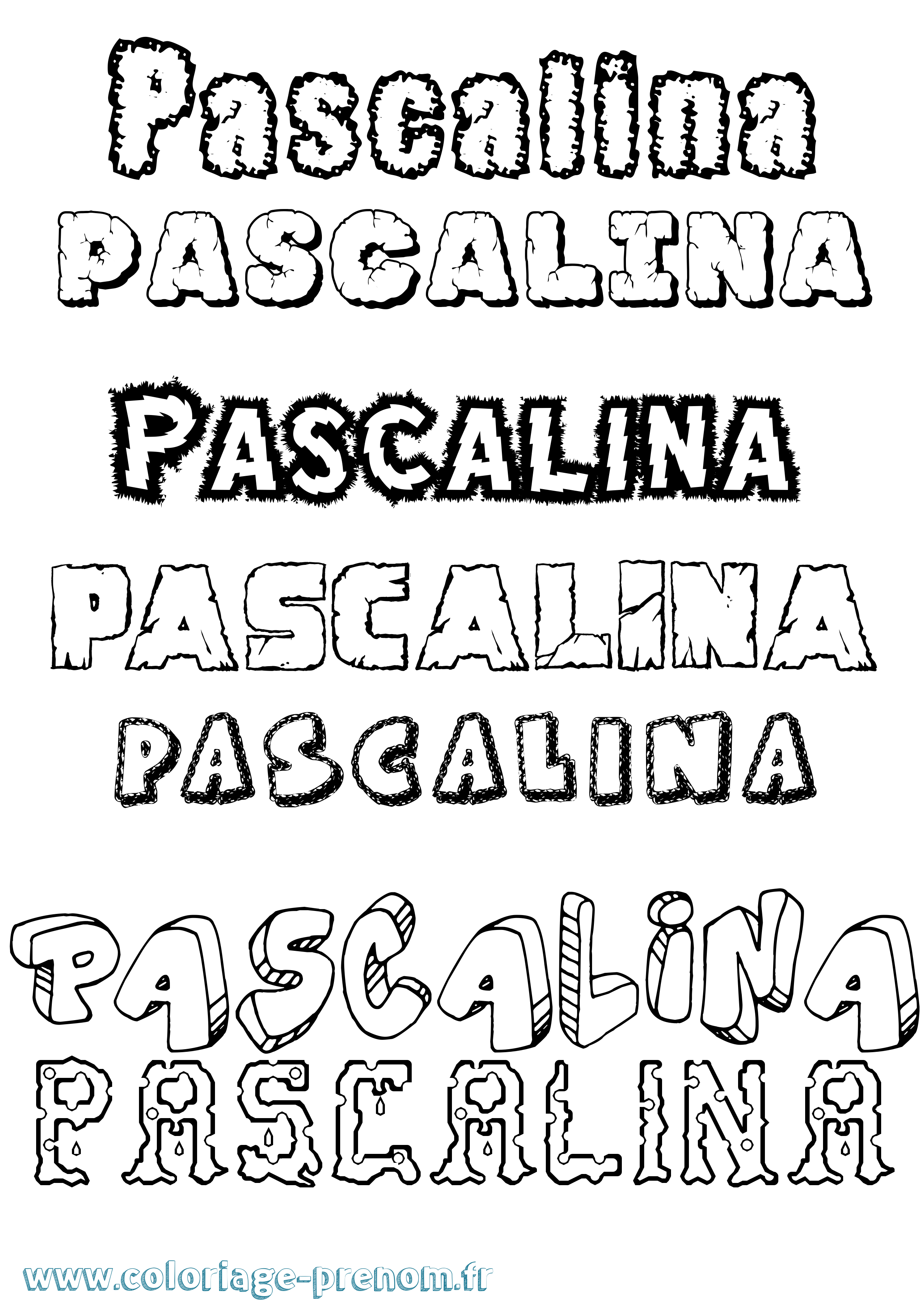 Coloriage Pascalina Destructuré Coloriage prénom Pascalina Destructuré