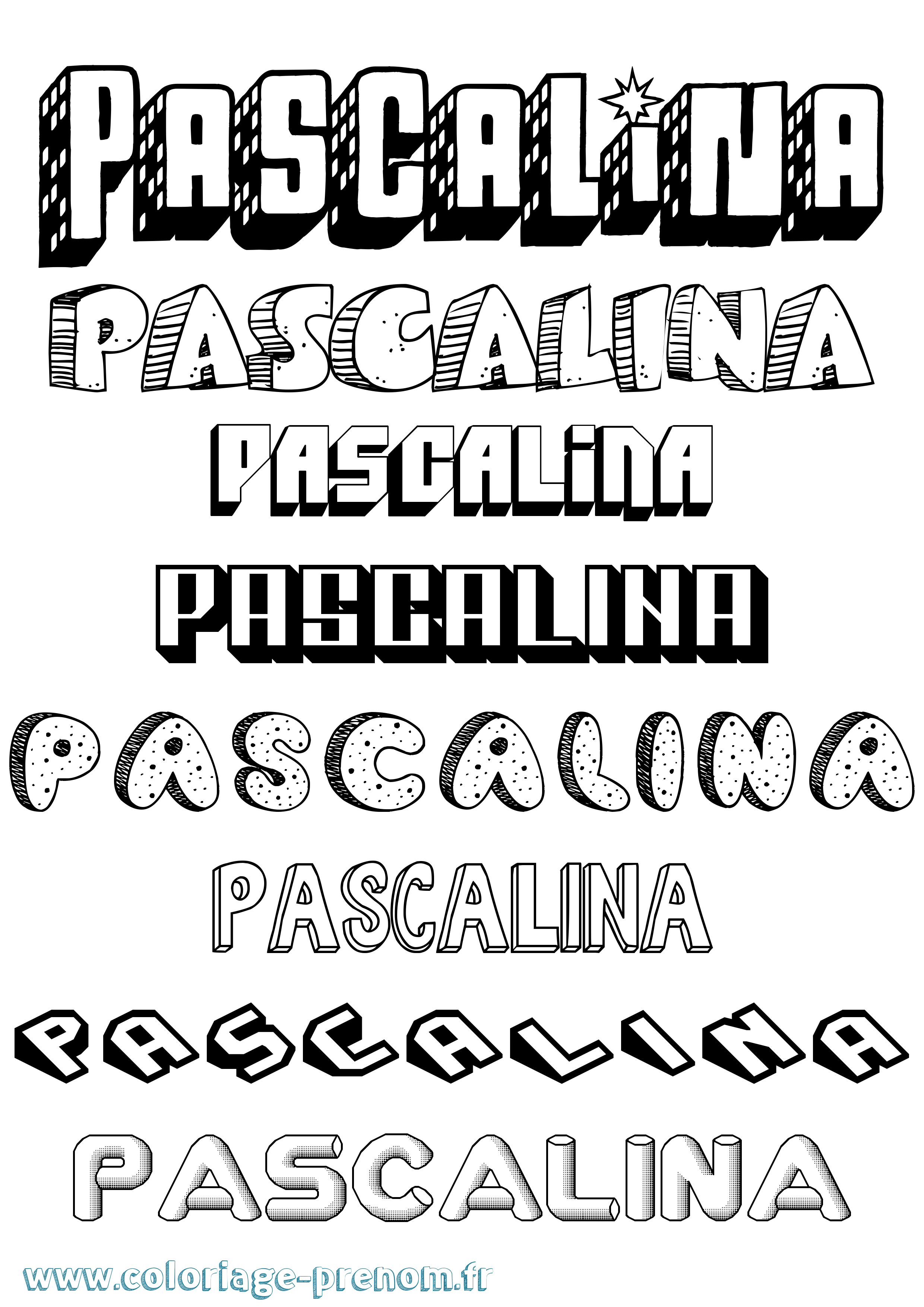 Coloriage Pascalina Effet 3D Coloriage prénom Pascalina Effet 3D