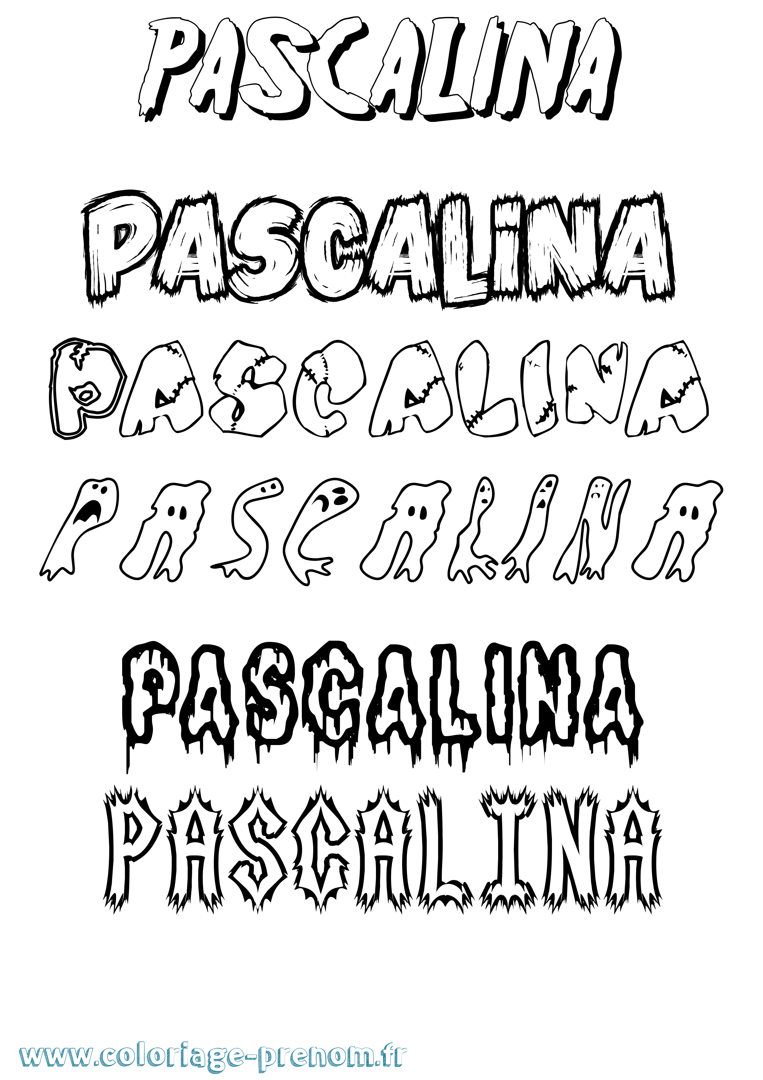 Coloriage Pascalina Frisson Coloriage prénom Pascalina Frisson
