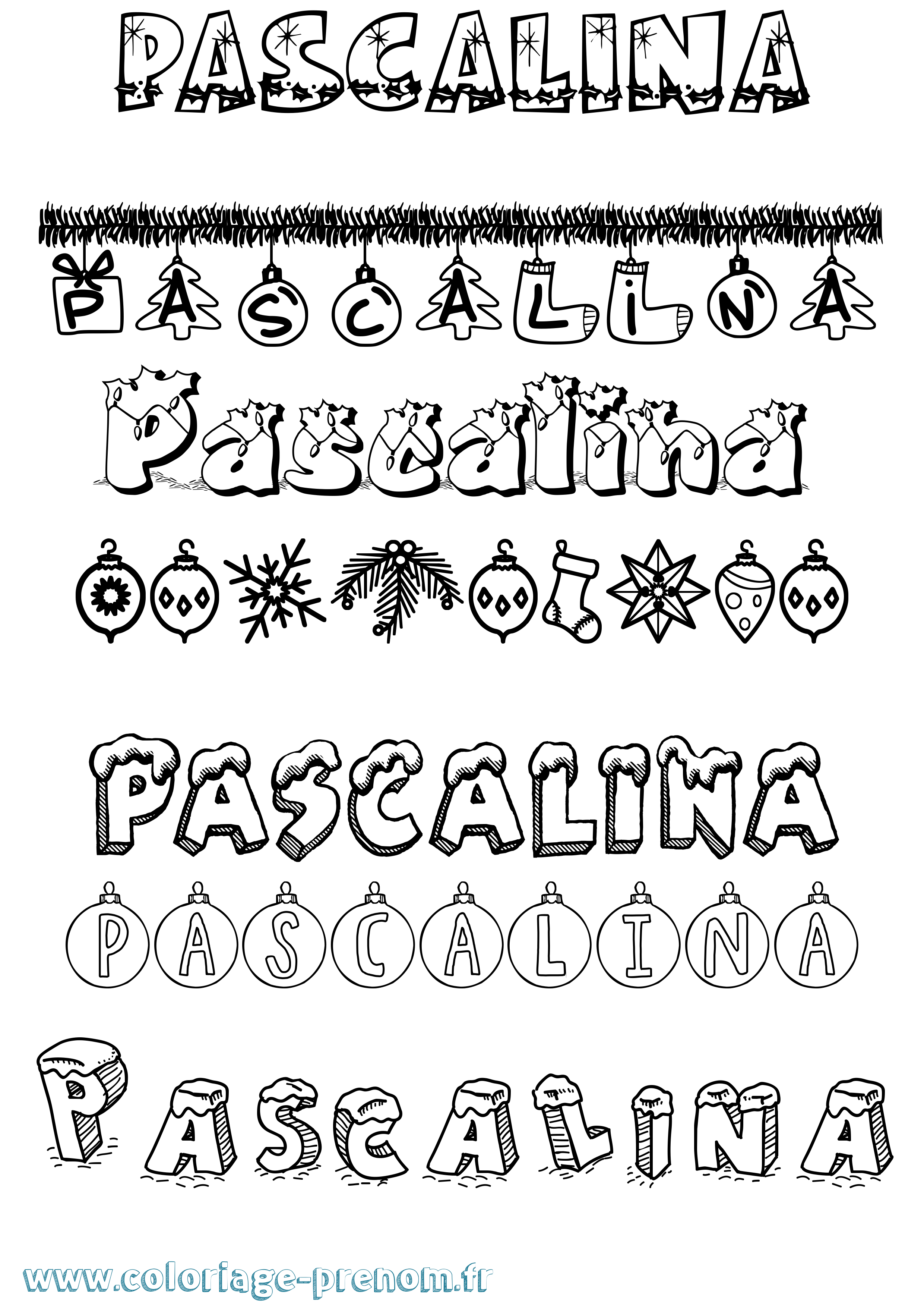 Coloriage Pascalina Noël Coloriage prénom Pascalina Noël