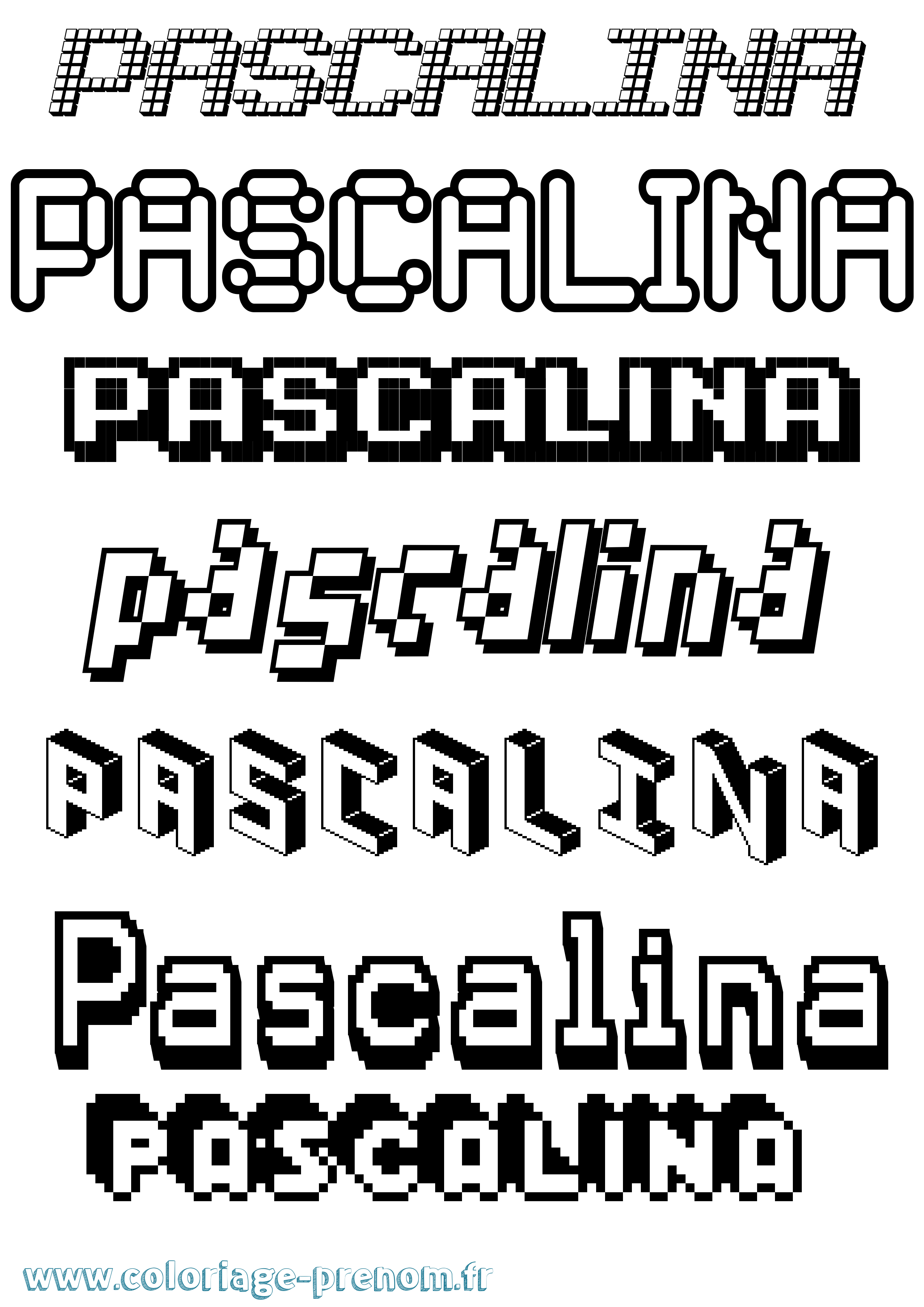 Coloriage Pascalina Pixel Coloriage prénom Pascalina Pixel