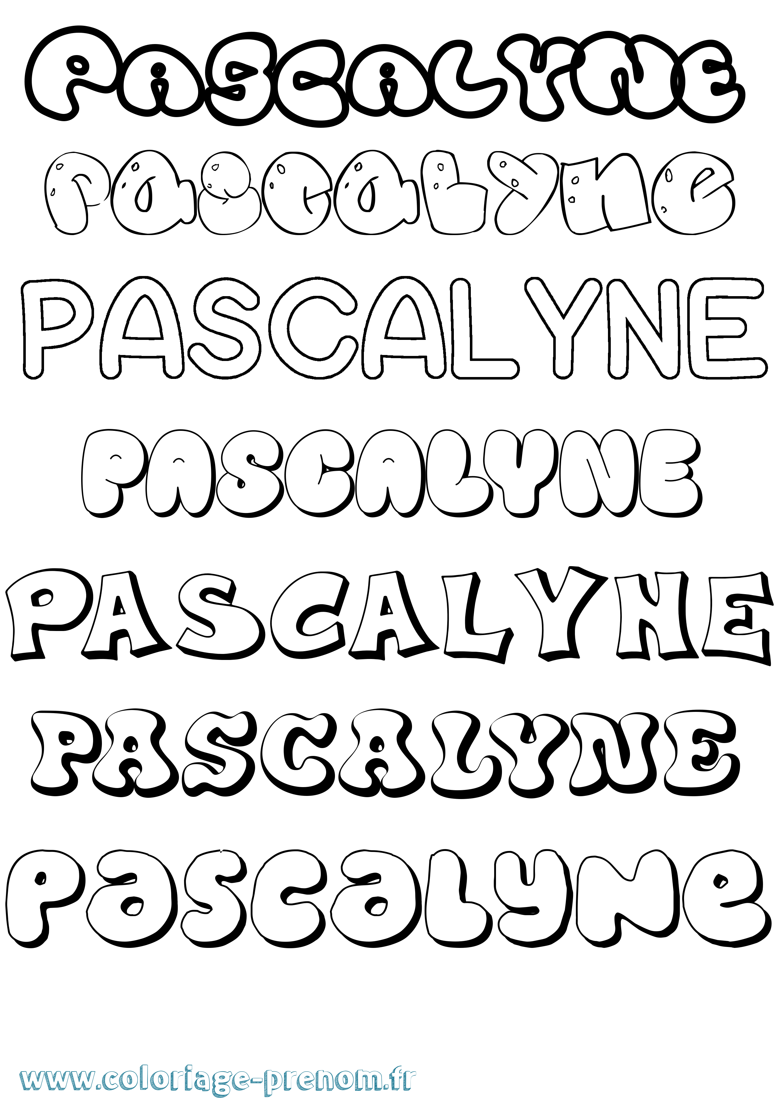 Coloriage Pascalyne Bubble Coloriage prénom Pascalyne Bubble