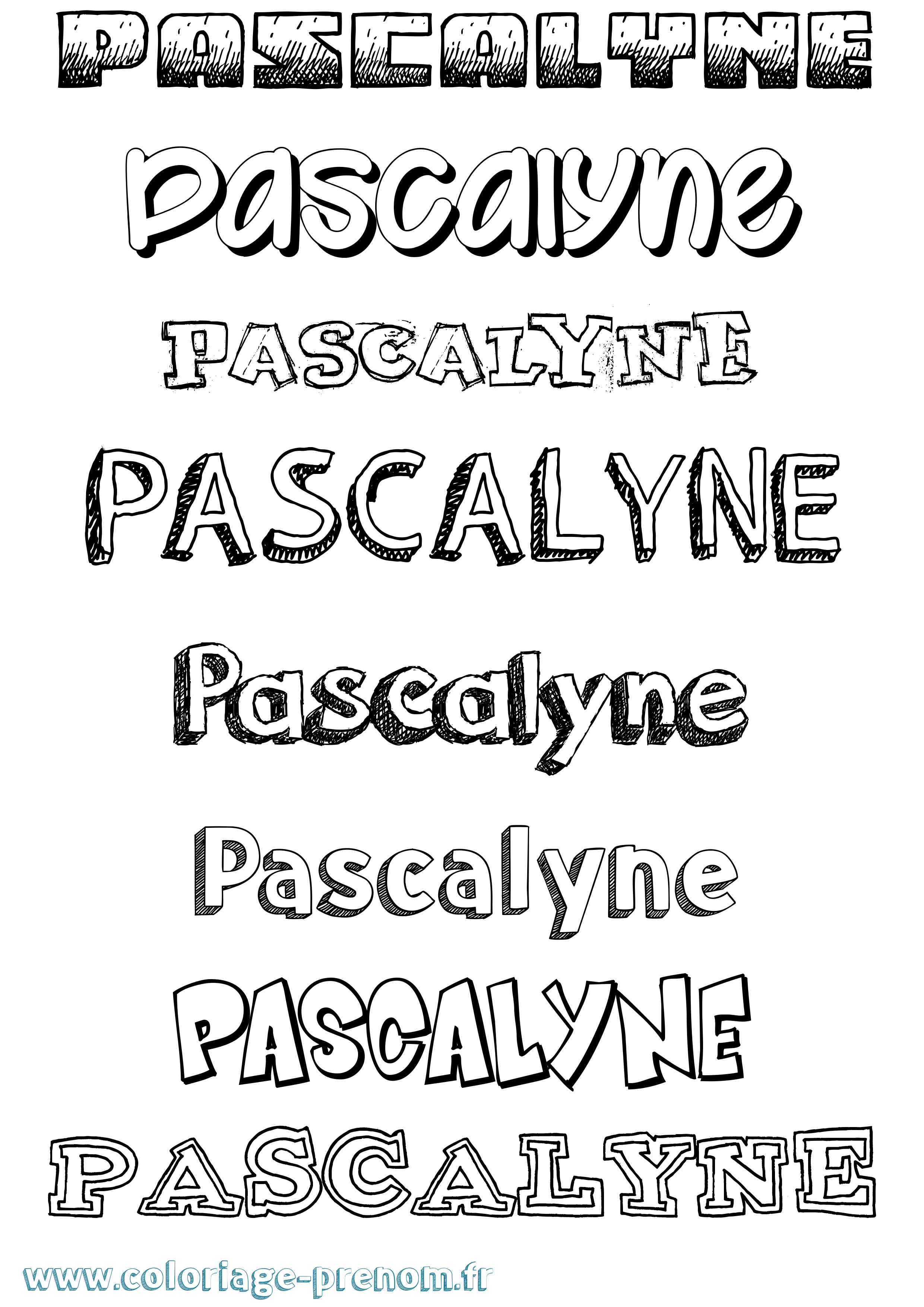Coloriage Pascalyne Dessiné Coloriage prénom Pascalyne Dessiné