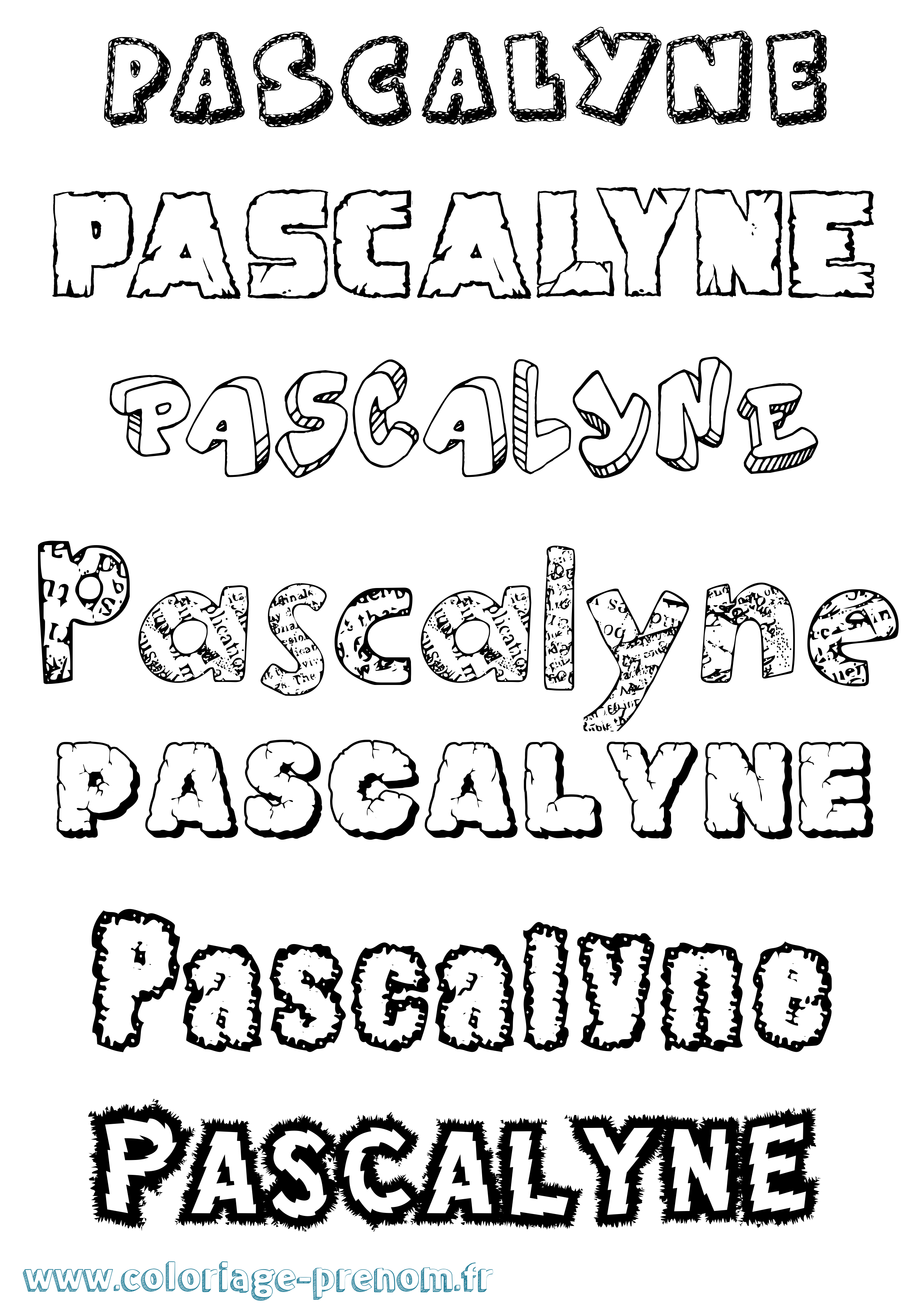 Coloriage Pascalyne Destructuré Coloriage prénom Pascalyne Destructuré