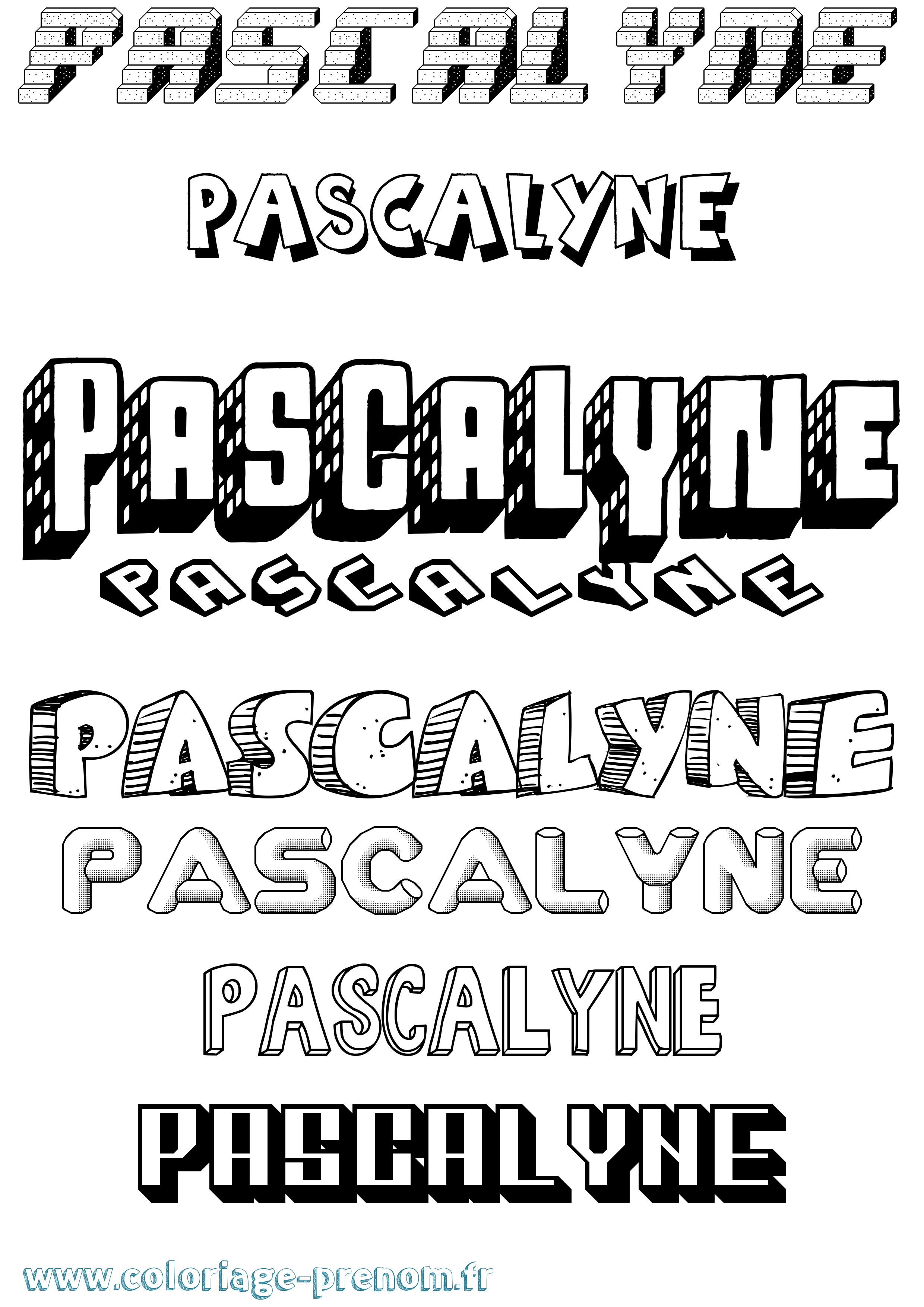 Coloriage Pascalyne Effet 3D Coloriage prénom Pascalyne Effet 3D
