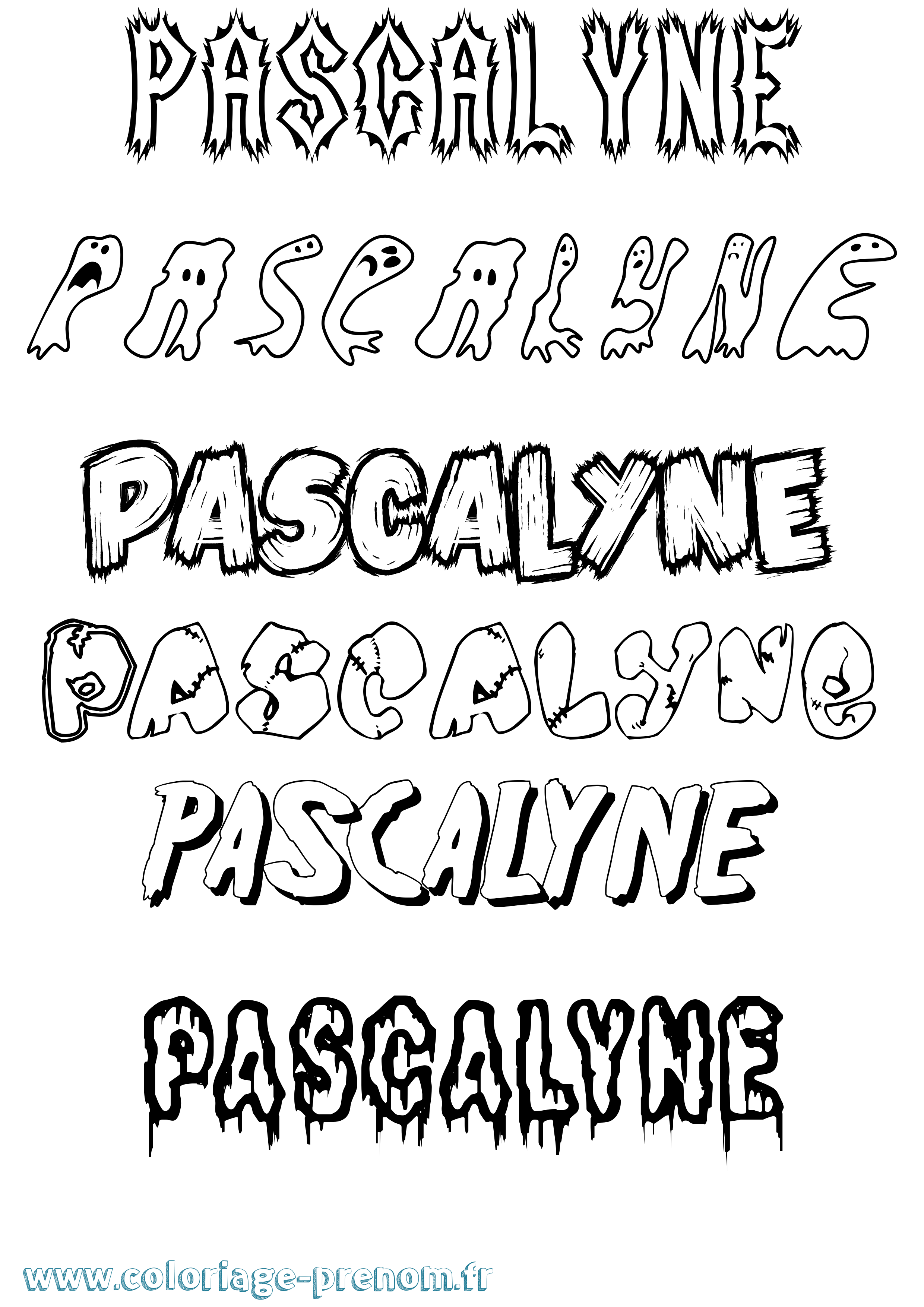 Coloriage Pascalyne Frisson Coloriage prénom Pascalyne Frisson