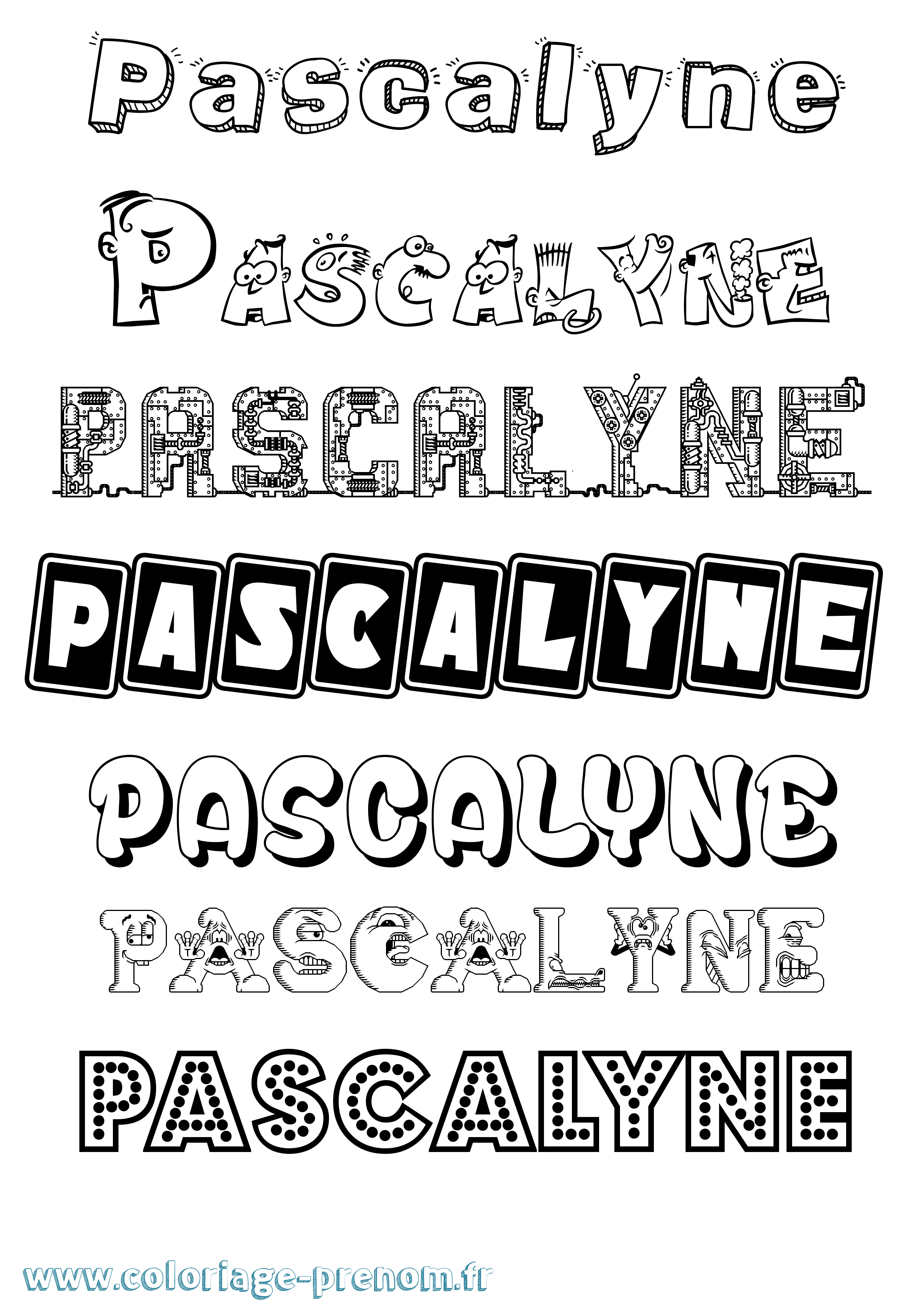Coloriage Pascalyne Fun Coloriage prénom Pascalyne Fun