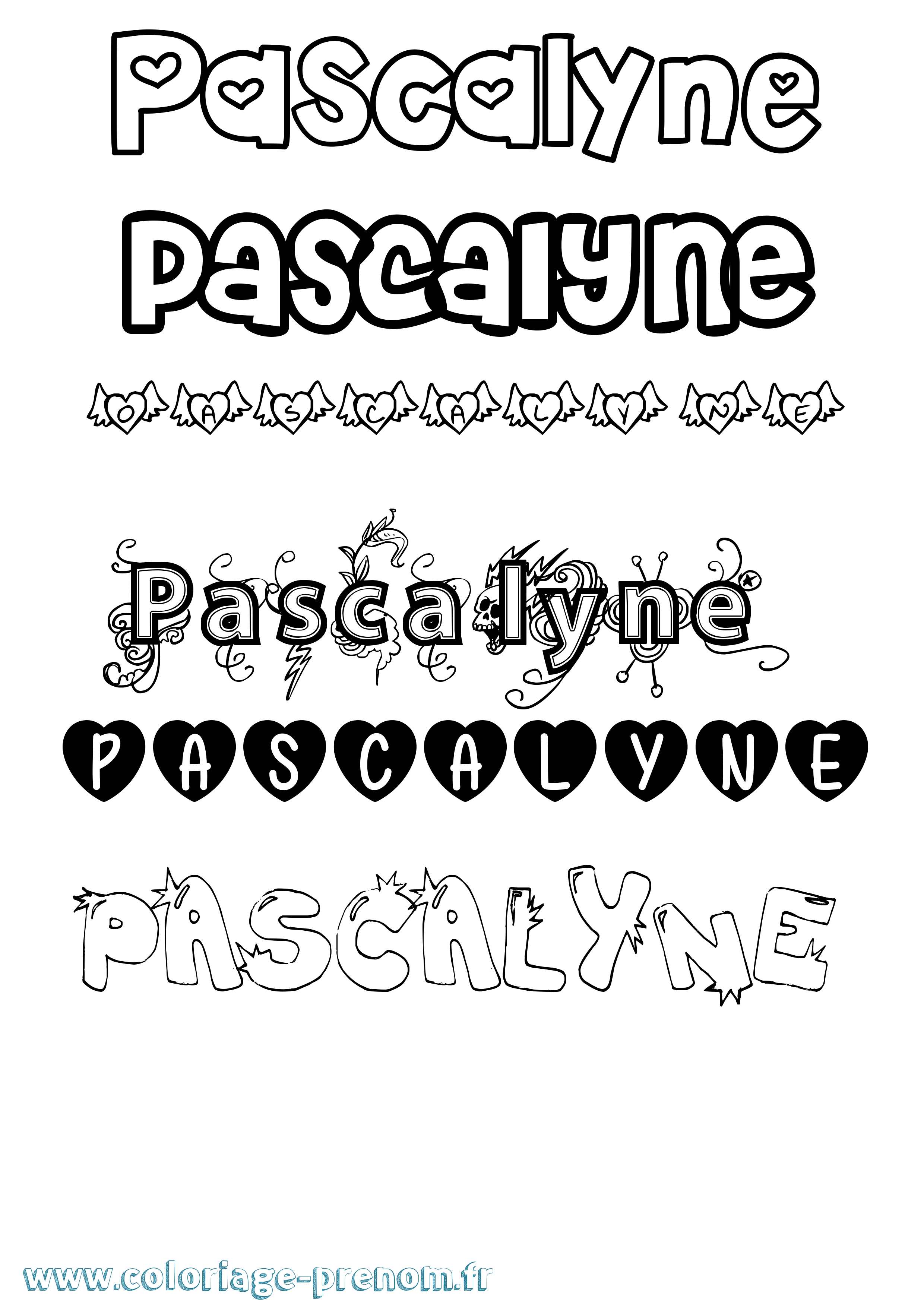 Coloriage Pascalyne Girly Coloriage prénom Pascalyne Girly