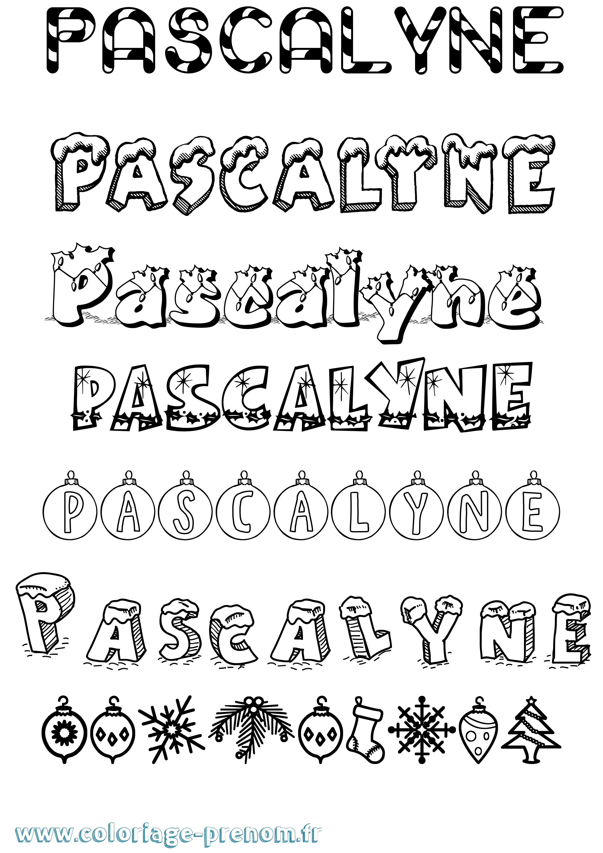 Coloriage Pascalyne Noël Coloriage prénom Pascalyne Noël