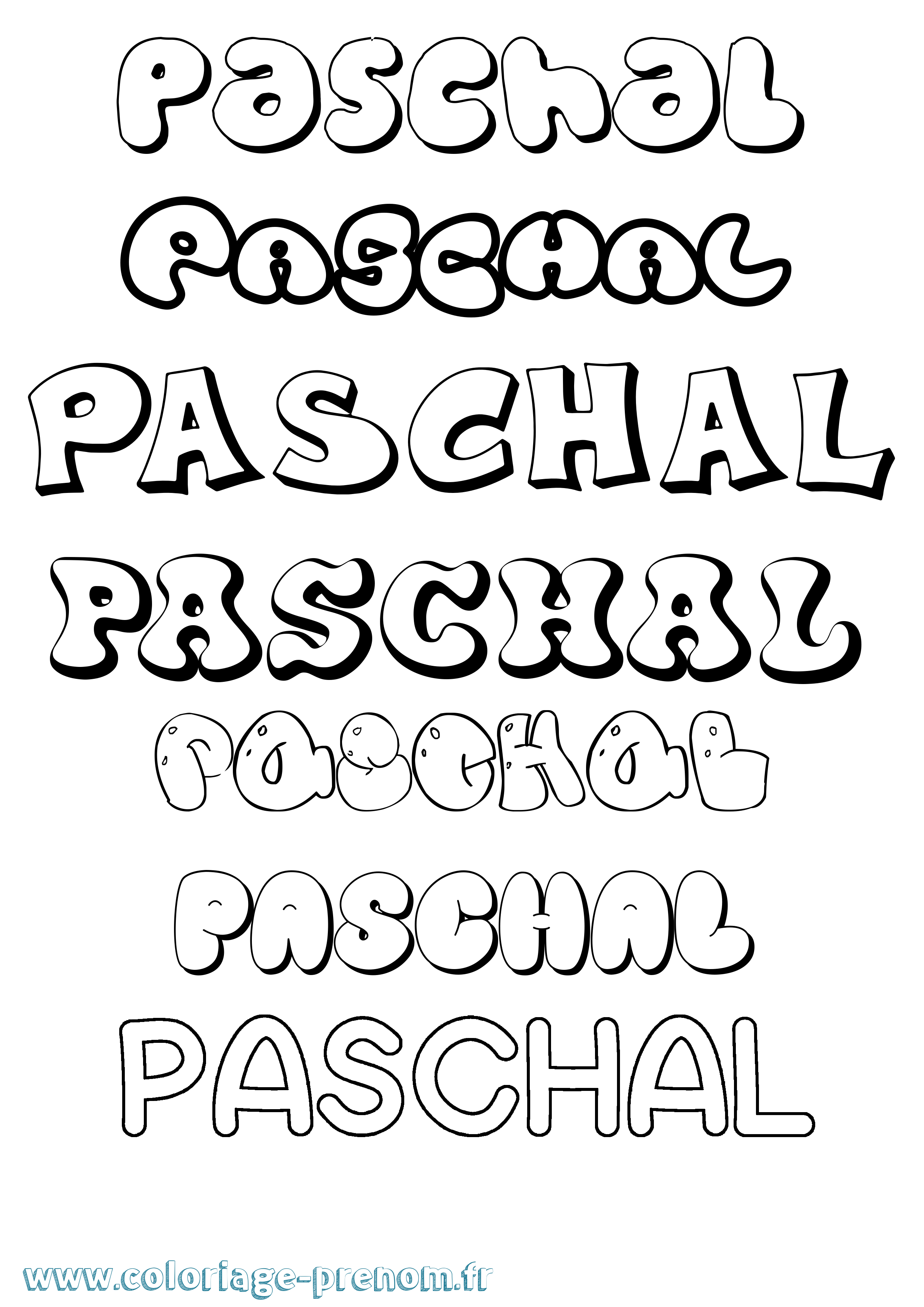 Coloriage Paschal Bubble Coloriage prénom Paschal Bubble