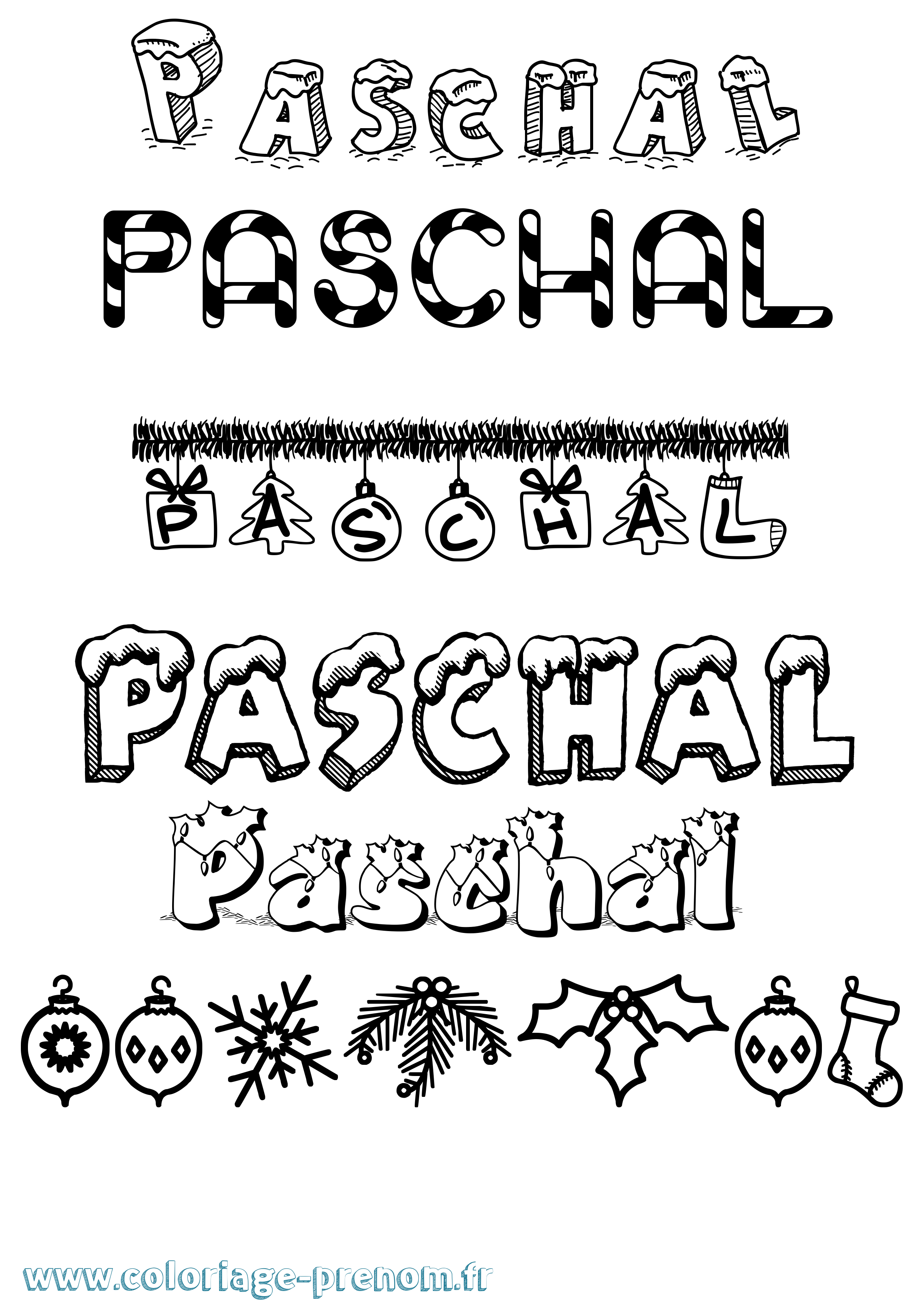 Coloriage Paschal Noël Coloriage prénom Paschal Noël