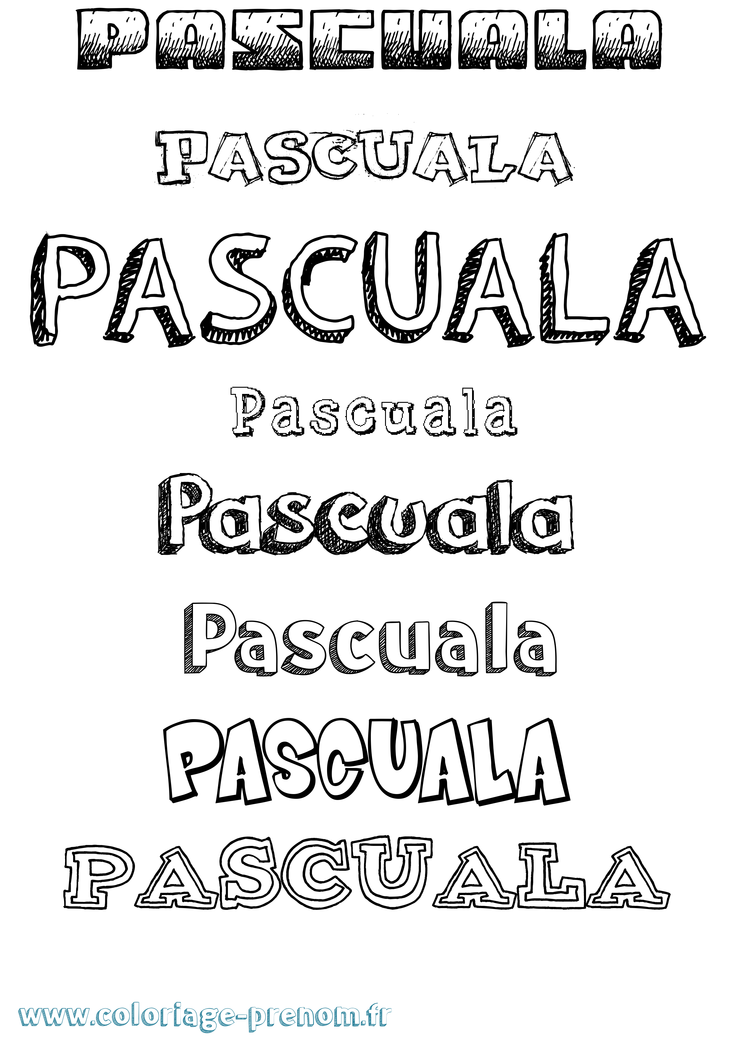 Coloriage Pascuala Dessiné Coloriage prénom Pascuala Dessiné