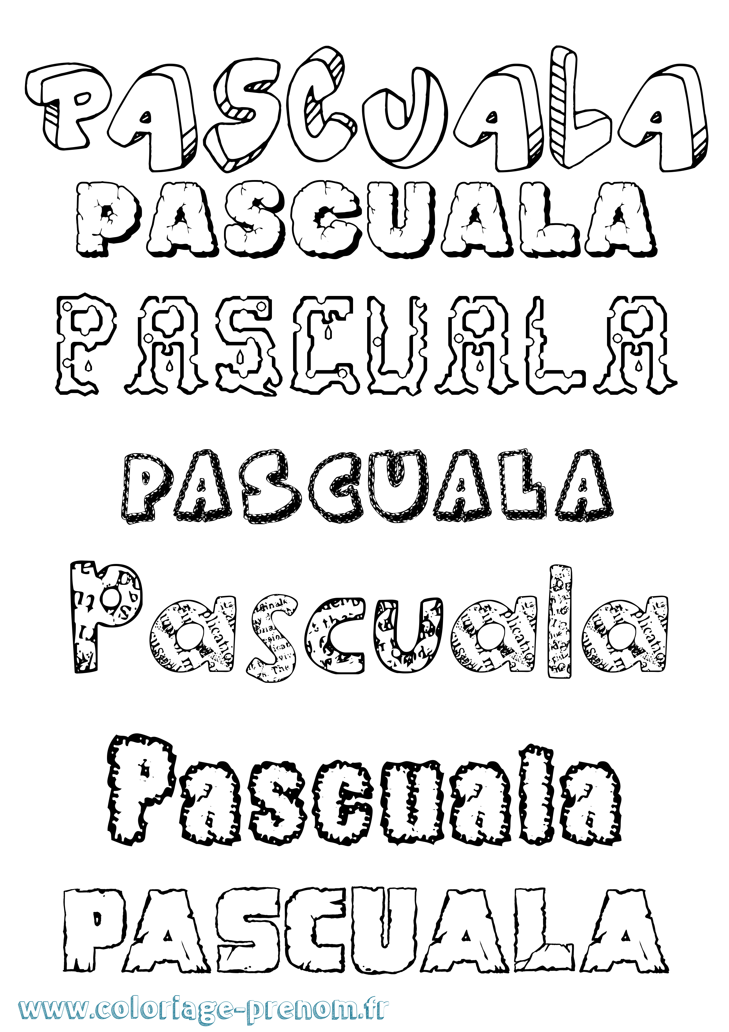 Coloriage Pascuala Destructuré Coloriage prénom Pascuala Destructuré