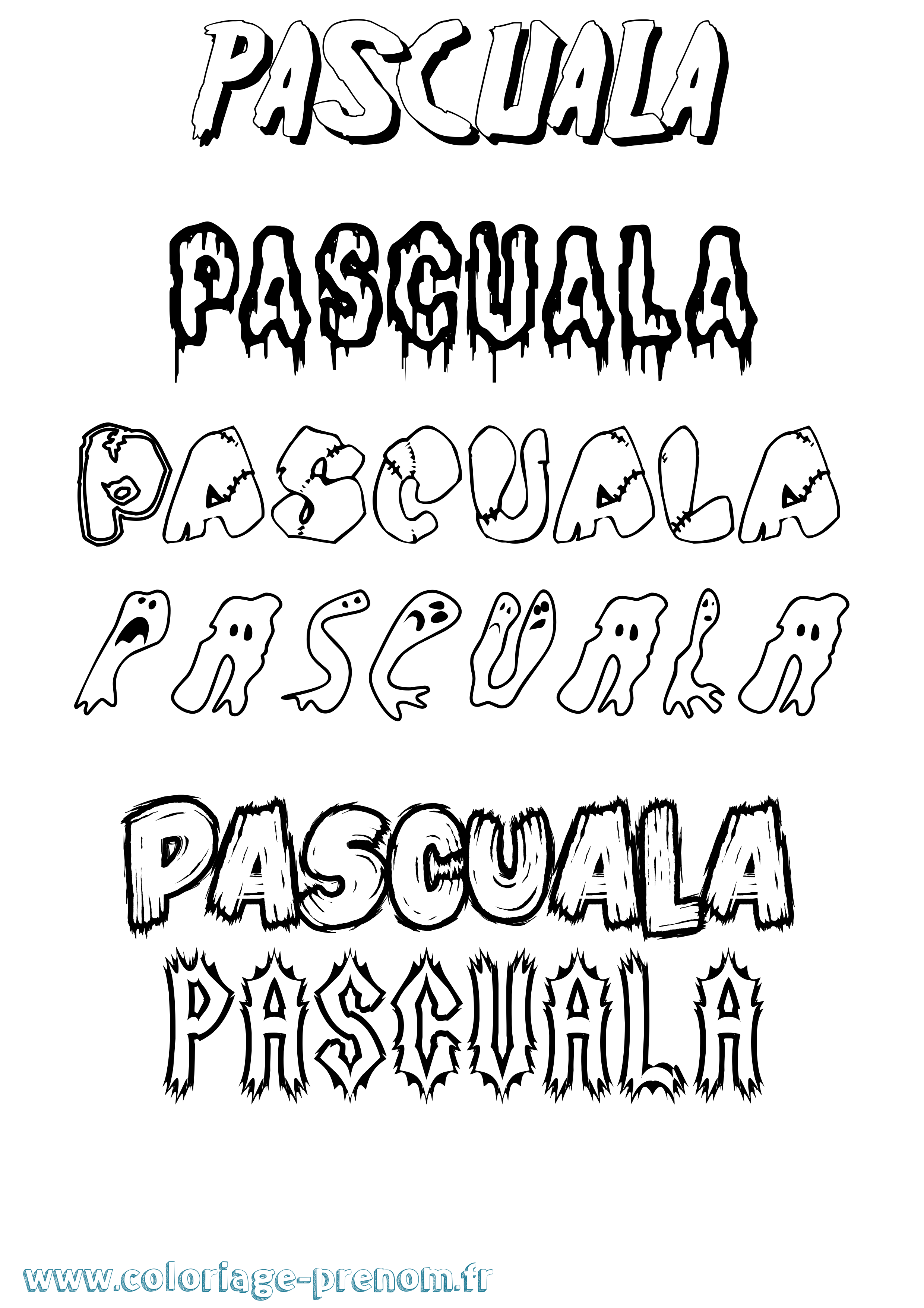 Coloriage Pascuala Frisson Coloriage prénom Pascuala Frisson