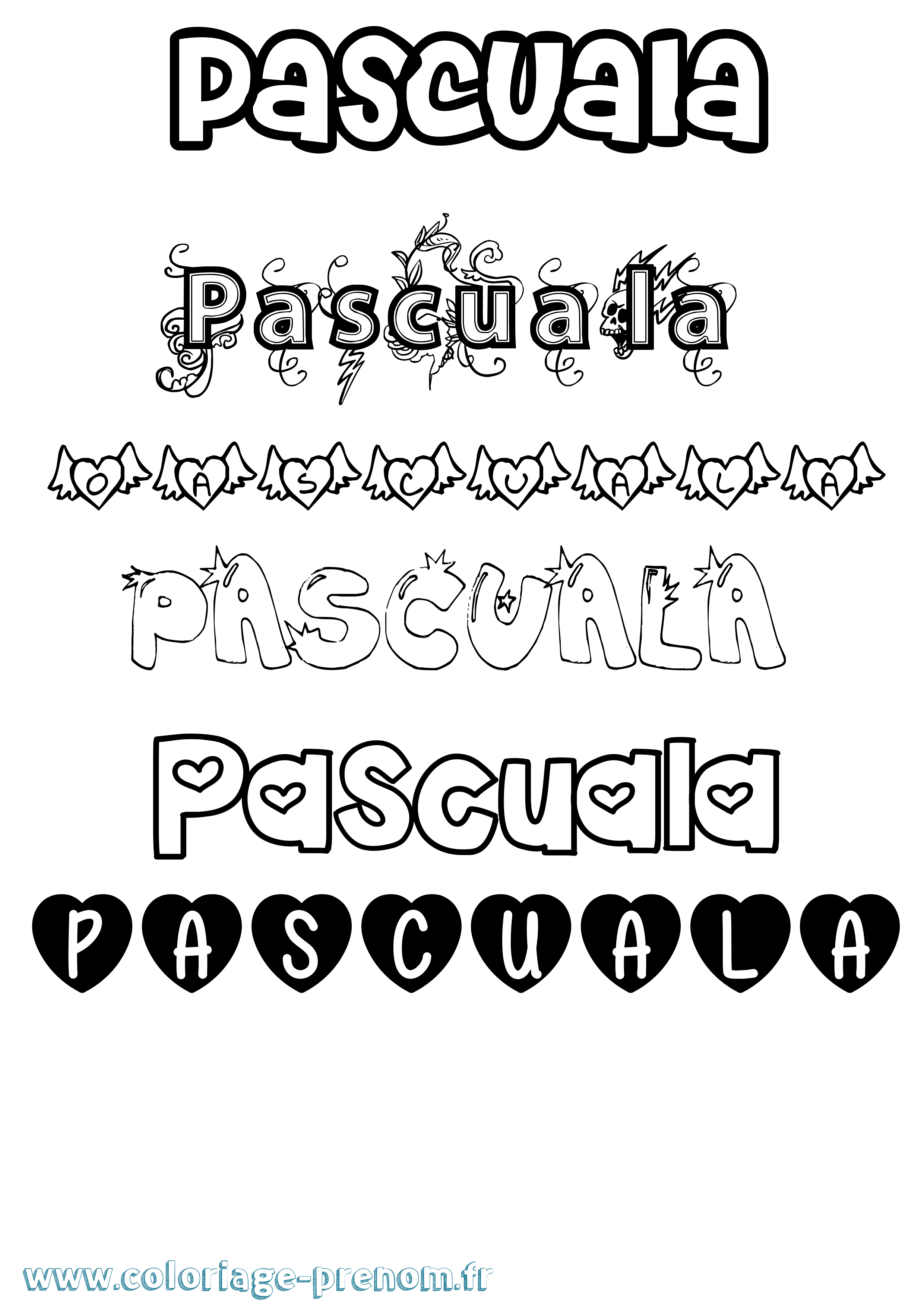 Coloriage Pascuala Girly Coloriage prénom Pascuala Girly