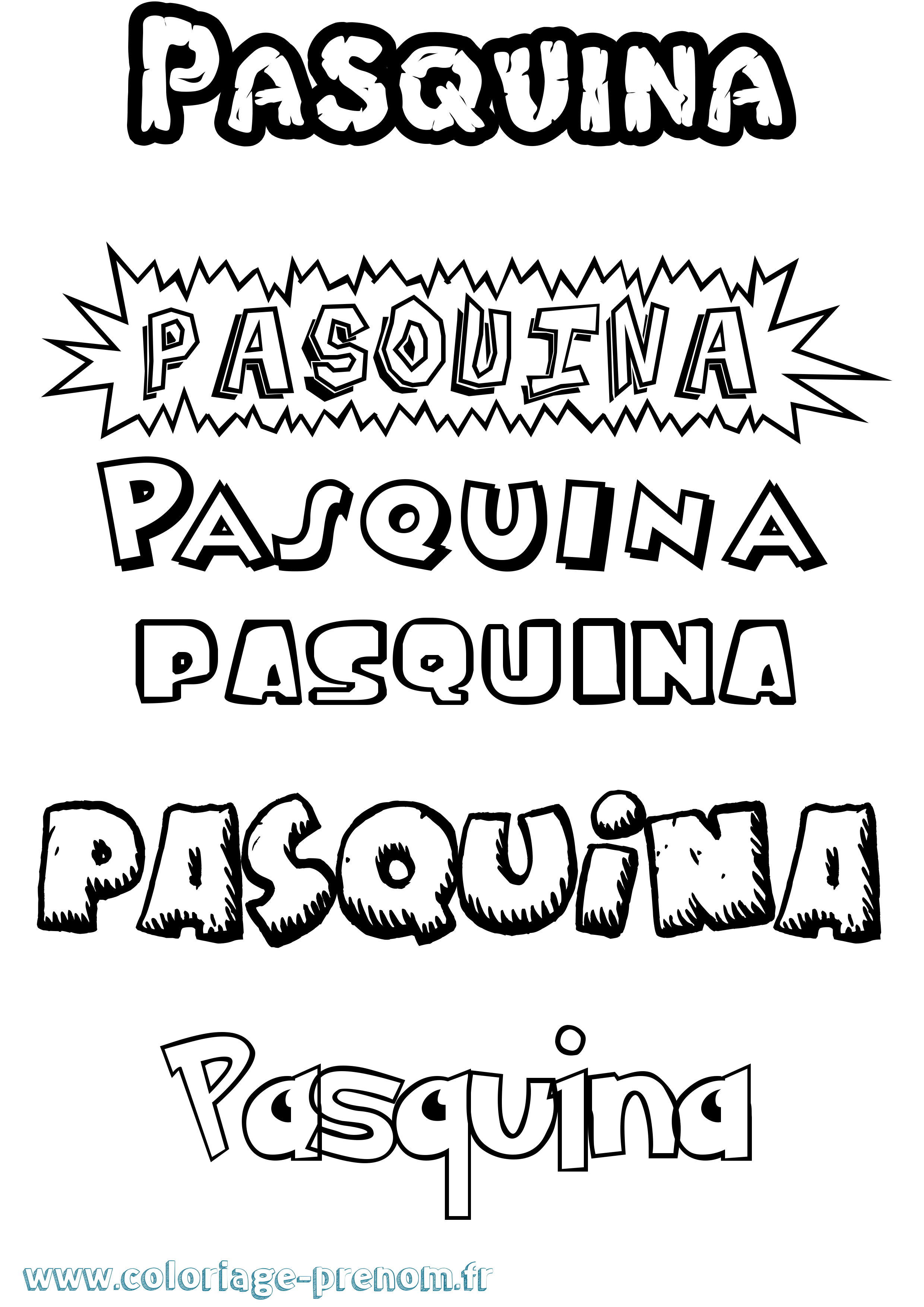 Coloriage Pasquina Dessin Animé Coloriage prénom Pasquina Dessin Animé