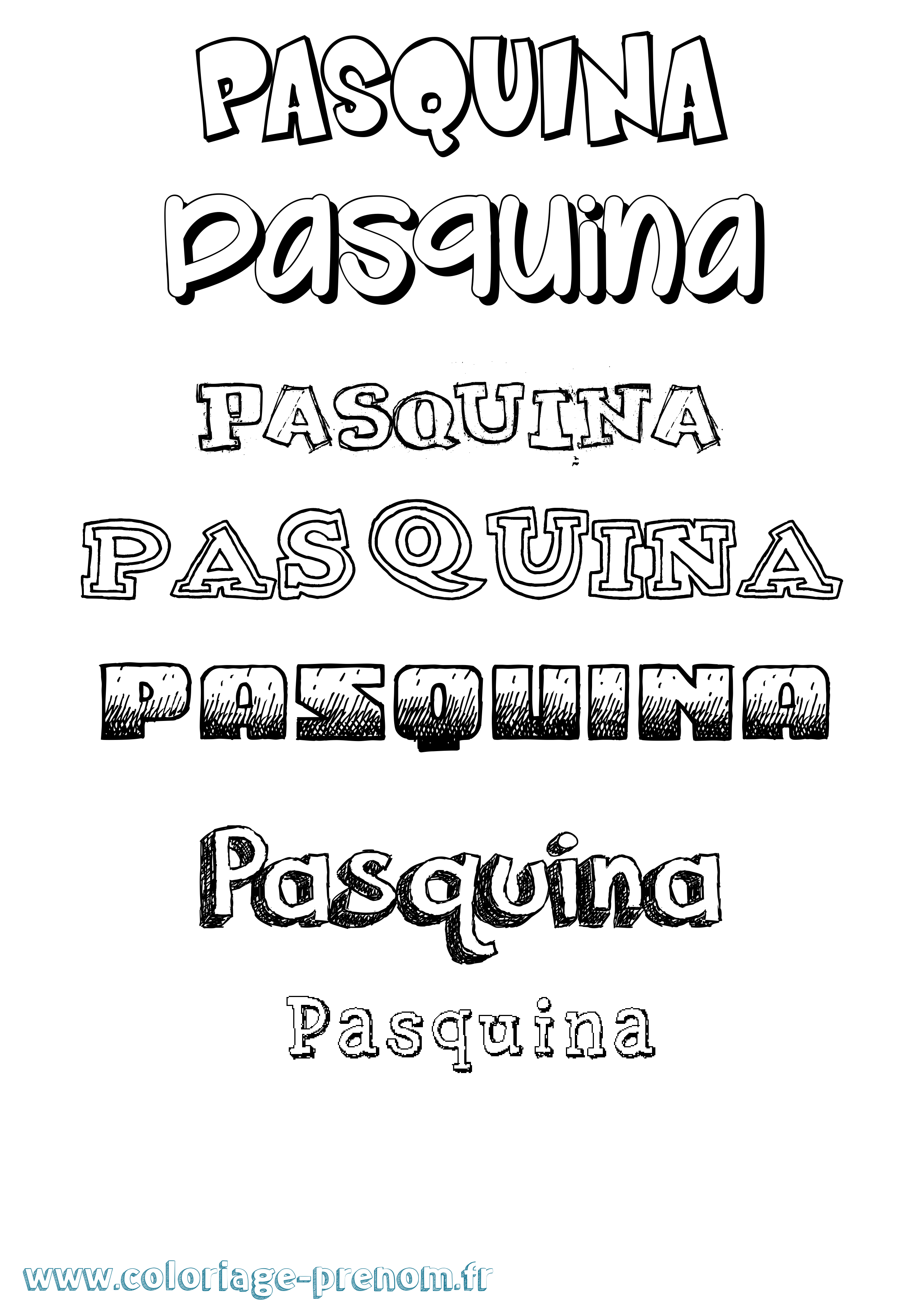 Coloriage Pasquina Dessiné Coloriage prénom Pasquina Dessiné