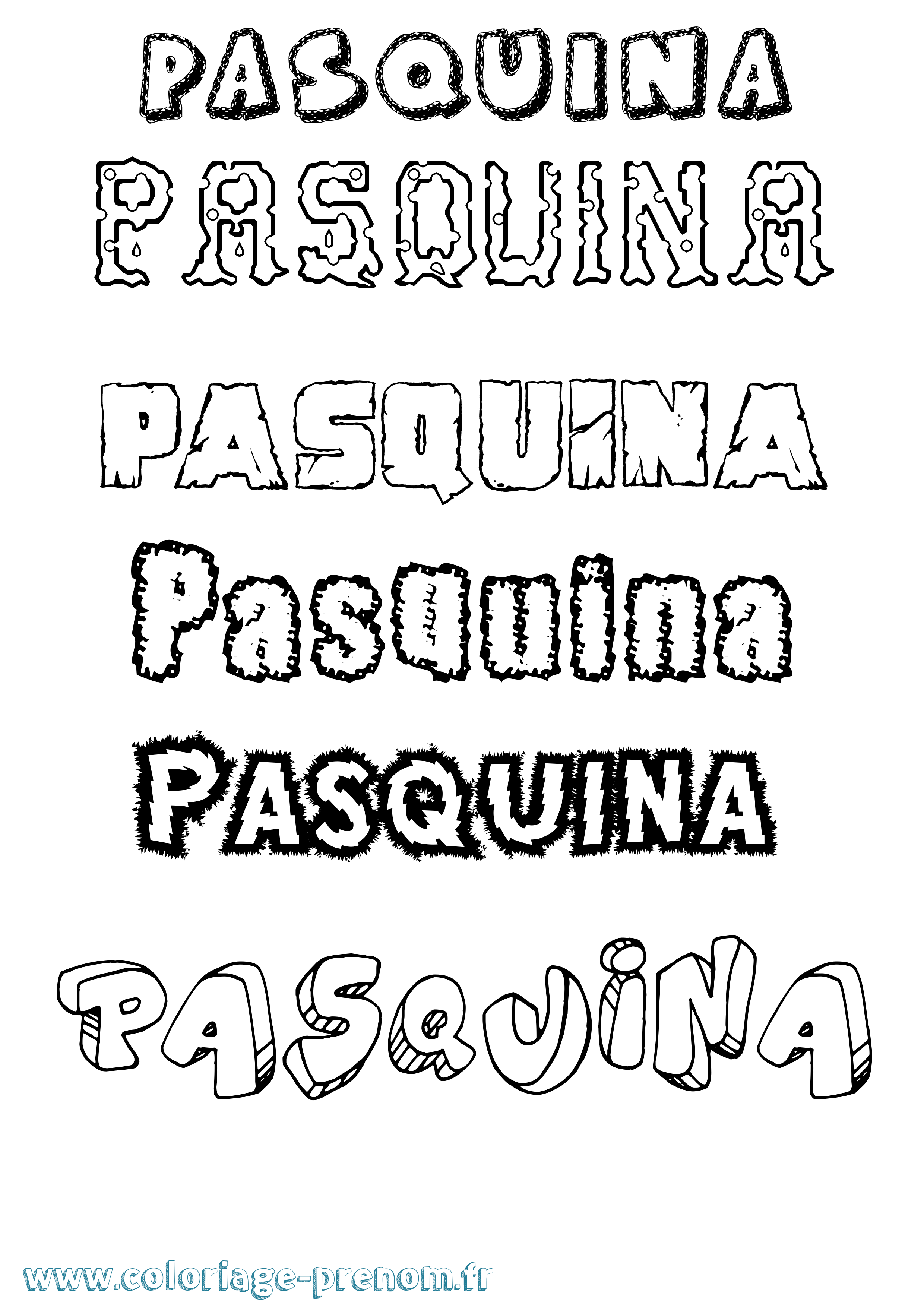 Coloriage Pasquina Destructuré Coloriage prénom Pasquina Destructuré