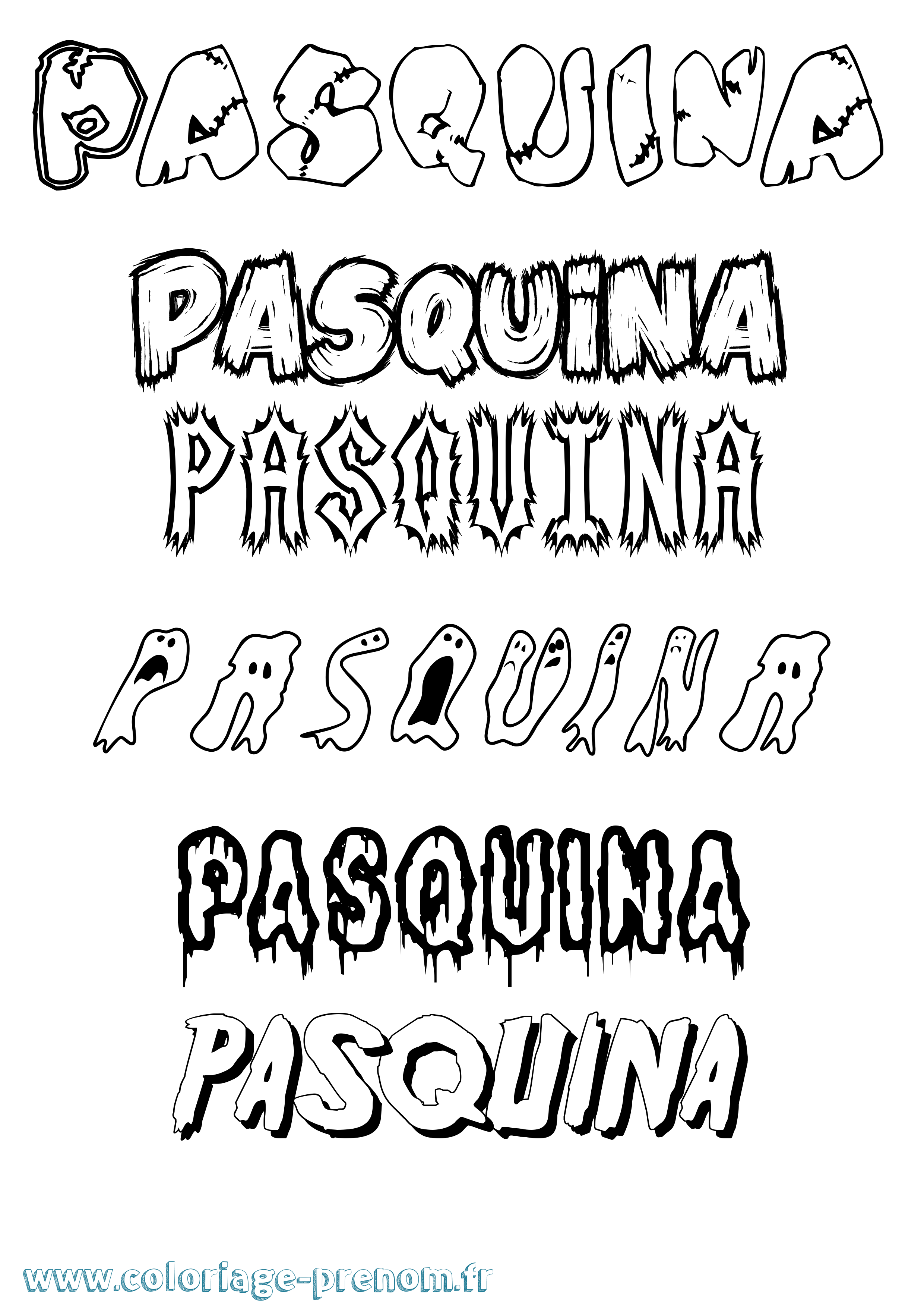 Coloriage Pasquina Frisson Coloriage prénom Pasquina Frisson