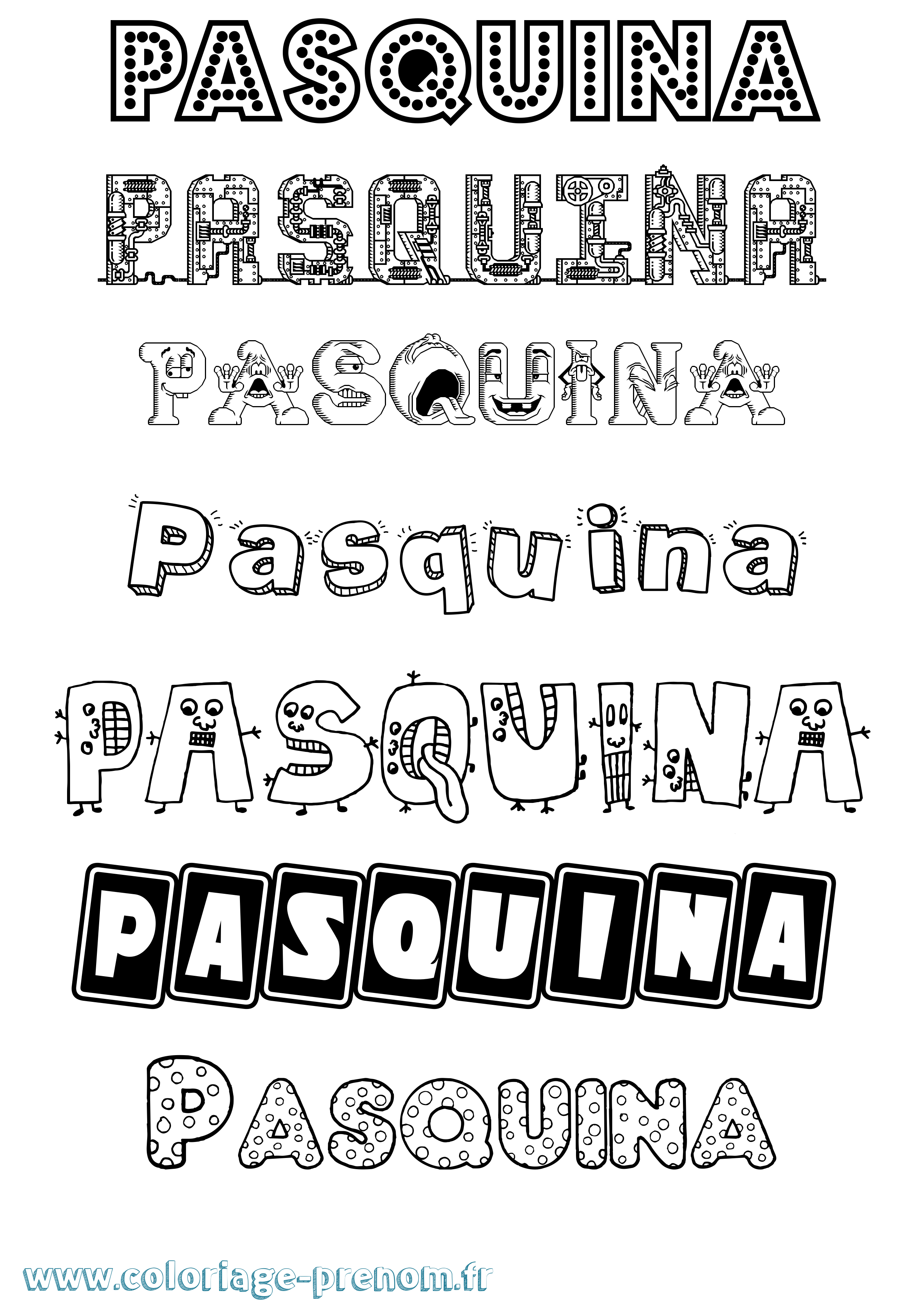 Coloriage Pasquina Fun Coloriage prénom Pasquina Fun