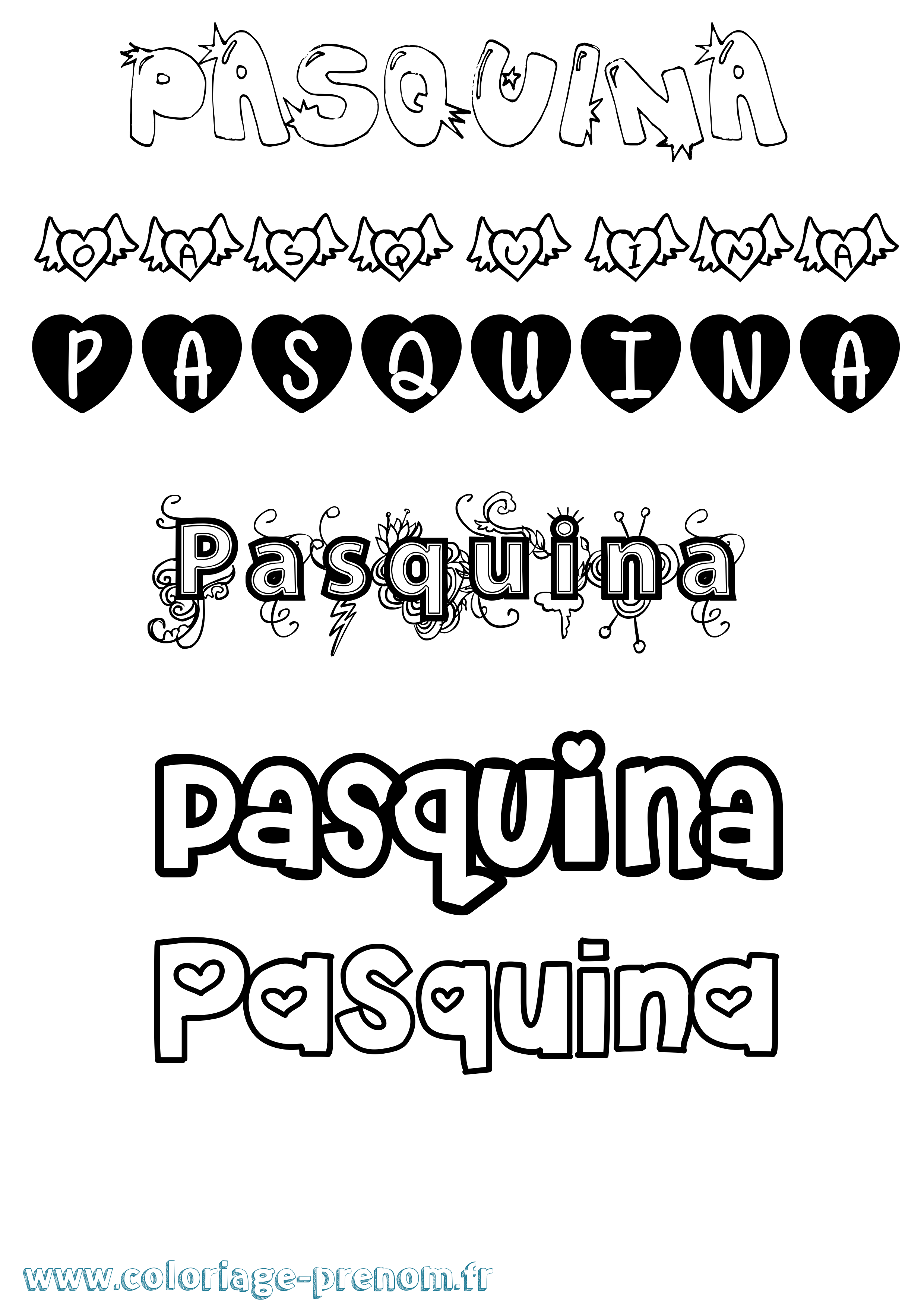 Coloriage Pasquina Girly Coloriage prénom Pasquina Girly